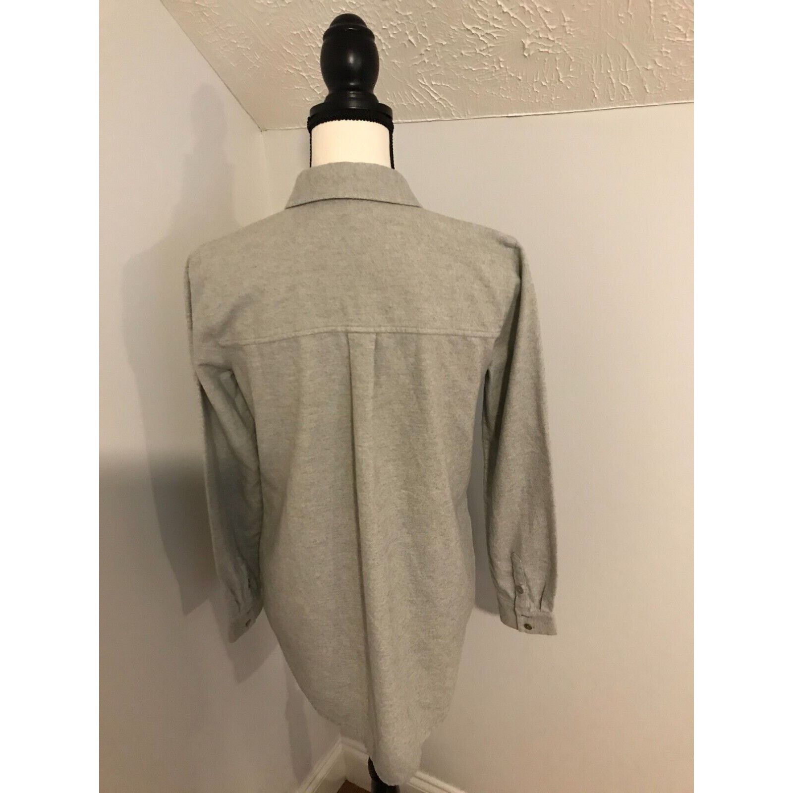 Eileen Fisher Eileen Fisher Organic Cotton Gray Flannel Button Blouse Size XXS / US 00 / IT 34 - 3 Thumbnail