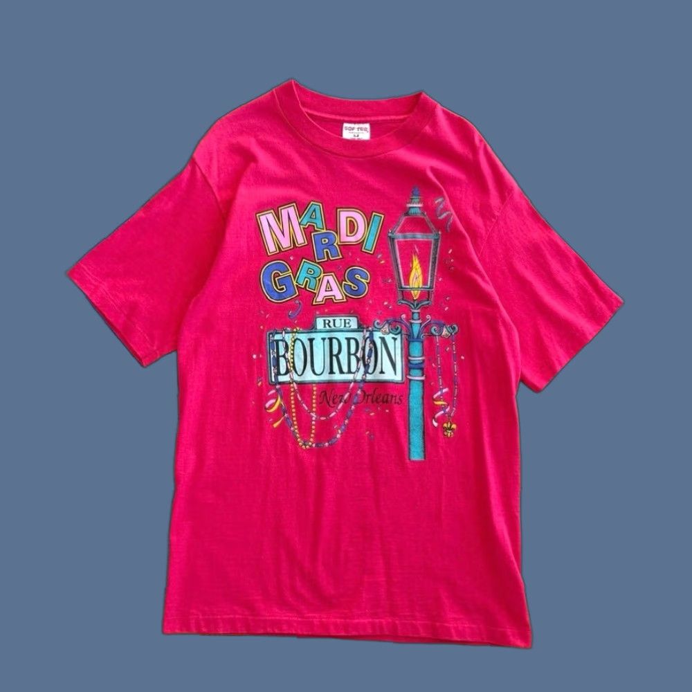 TEE JAYS VINTAGE 90s Mardi Gras Bourbon Street New Orleans Tee Jays T-Shirt L Pink Men Short Sleeve Size Large Party Beer 90s Womens Mens Girls Boys Size US L / EU 52-54 / 3 - 1 Thumbnail