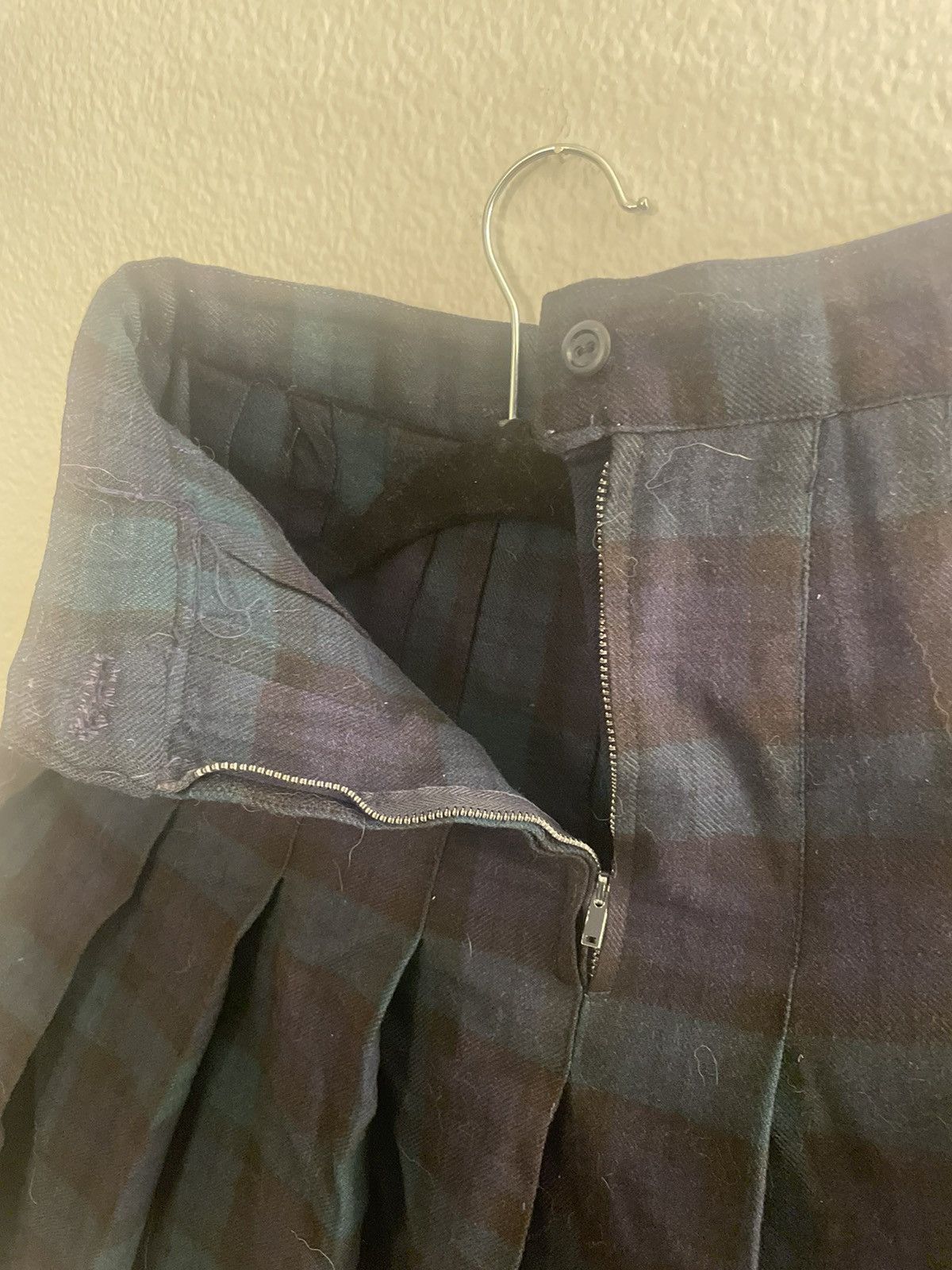 Vintage Handmade Pleated Wool Mini Skirt Size 24" / US 00 / IT 34 - 2 Thumbnail
