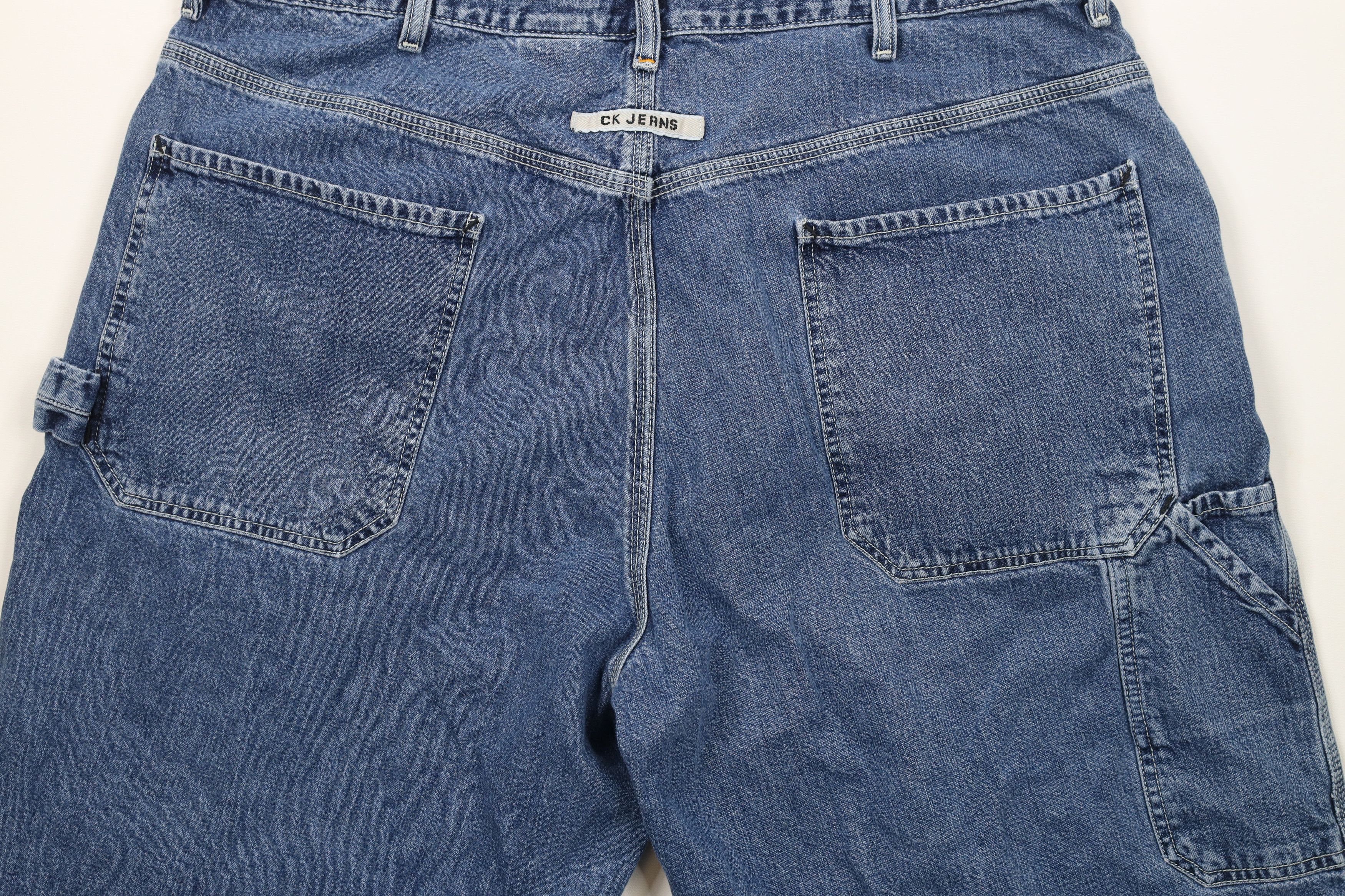 Calvin Klein × Vintage Vintage 90s Calvin Klein Baggy Dungaree Denim Shorts Jorts Size US 38 / EU 54 - 11 Thumbnail