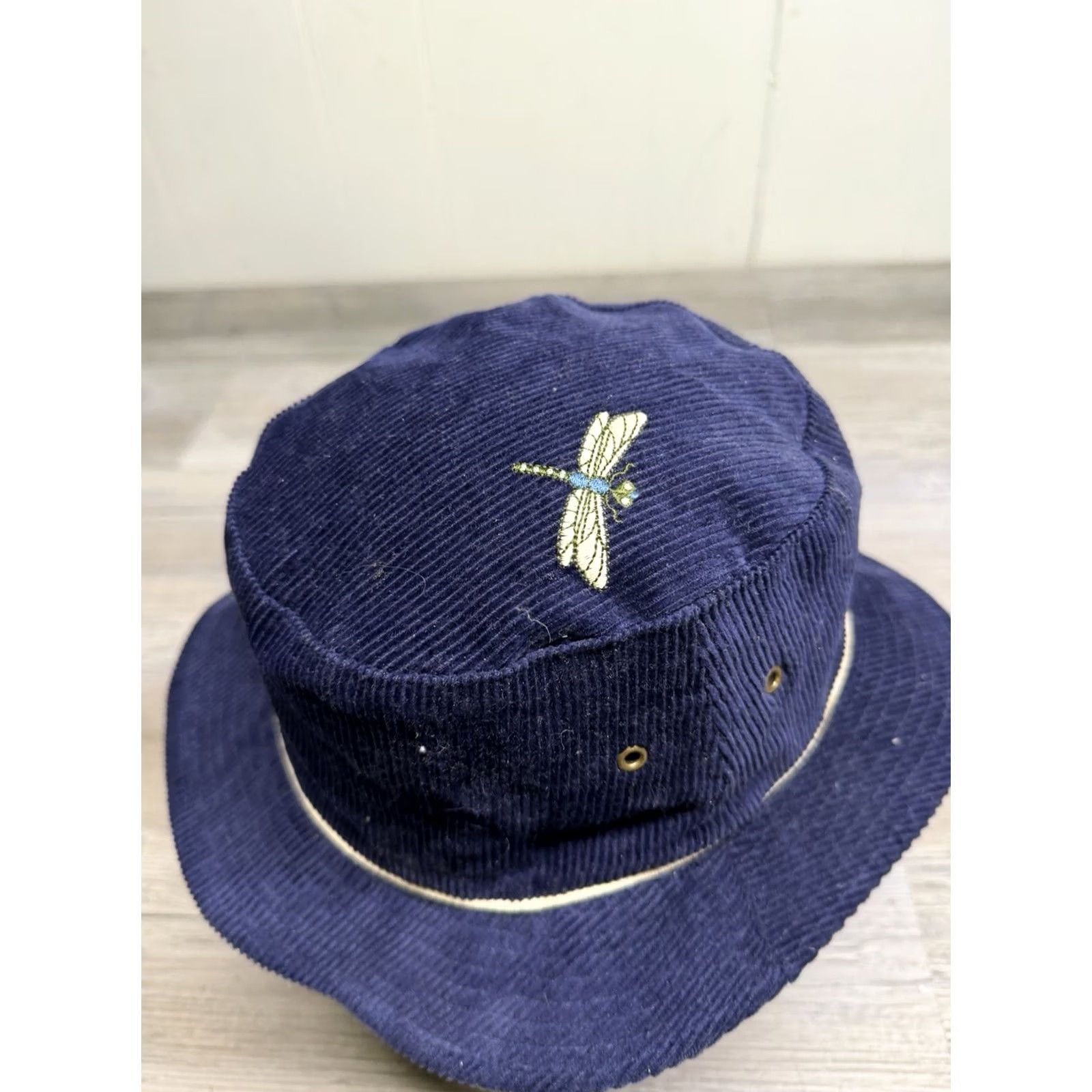Vintage VINTAGE Mudd Bucket Hat Blue Corduroy Embroidered Dragonfly 90s Y2K Women Size ONE SIZE - 7 Thumbnail