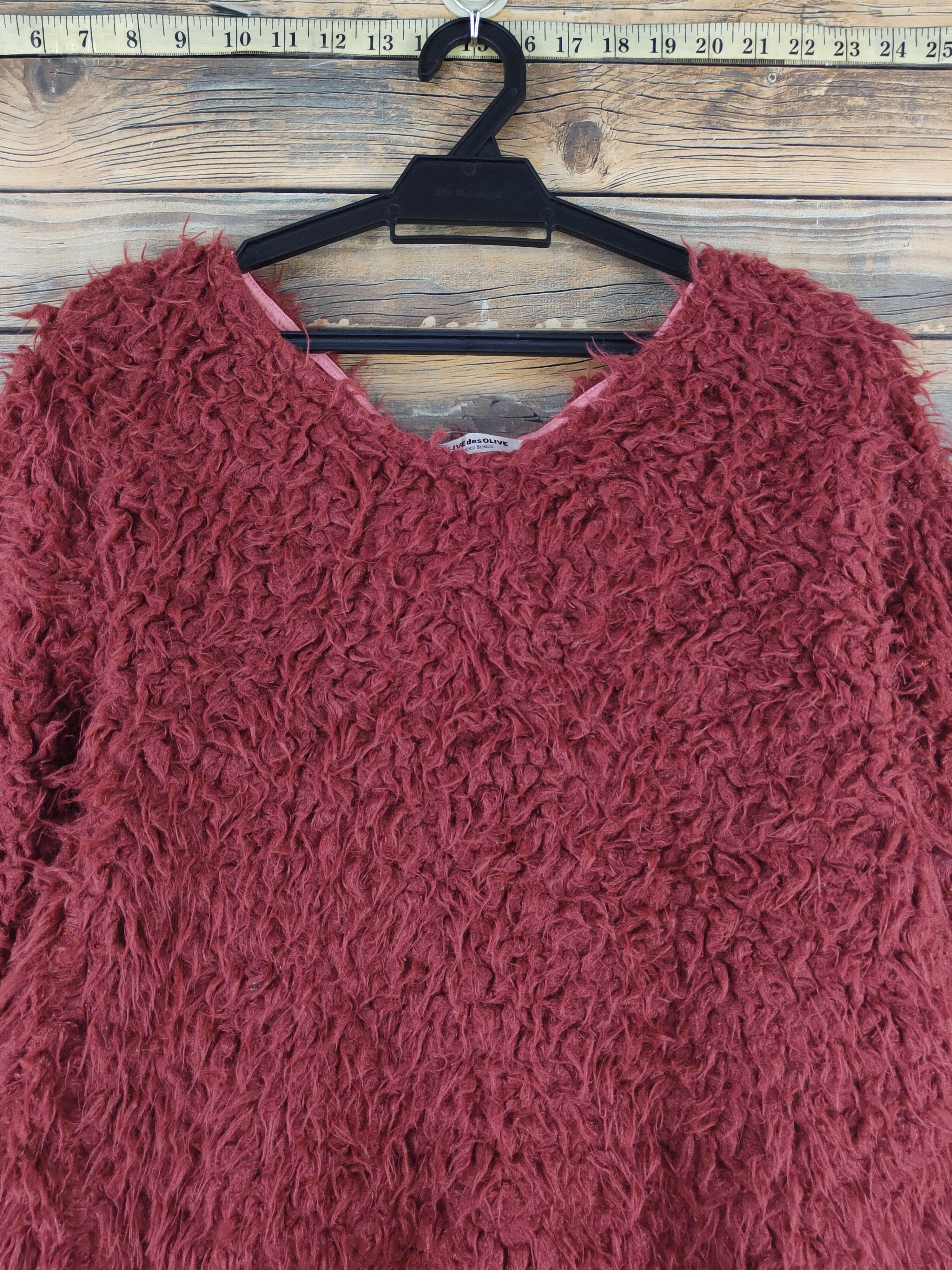 Japanese Brand Olive ded Olive Brown Shag Shaggy Fir Mohair Knitwear#W21 74 Size S / US 4 / IT 40 - 2 Thumbnail