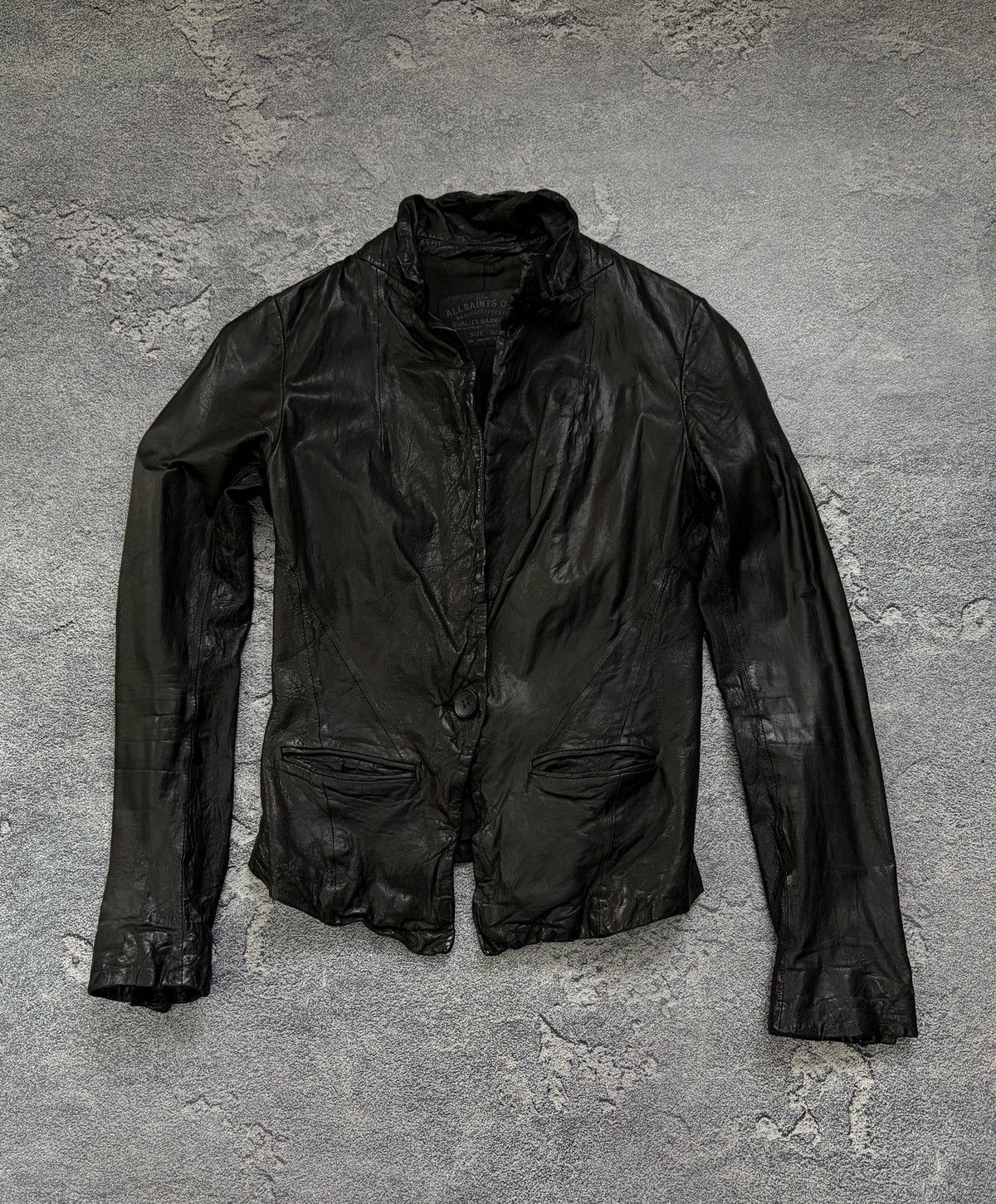 Allsaints AllSaints Black Distressed Avant-Garde Leather Blazer UK 6 Size XS / US 0-2 / IT 36-38 - 4 Thumbnail