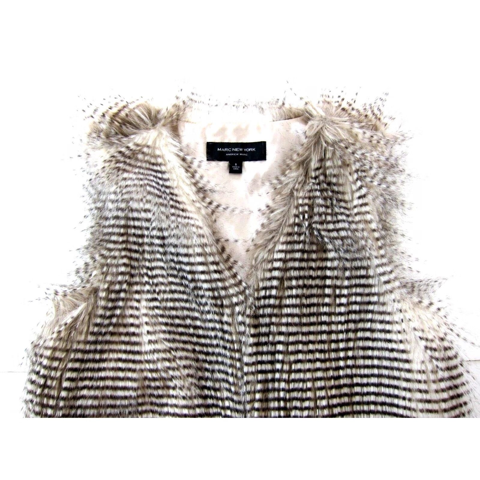 Andrew Marc Andrew Marc New York Faux Fur Vest Women Small Fringe Stripe Brown Beige Size S / US 4 / IT 40 - 3 Thumbnail