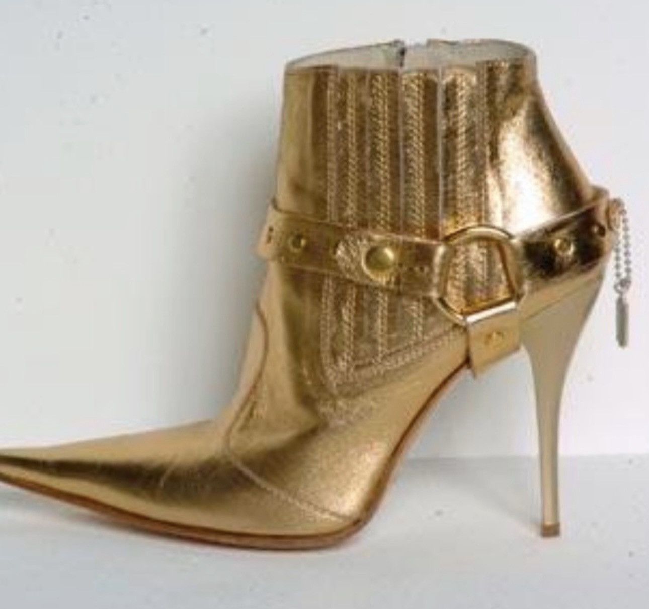 Denny Rose Metallic Gold Ankle Boots