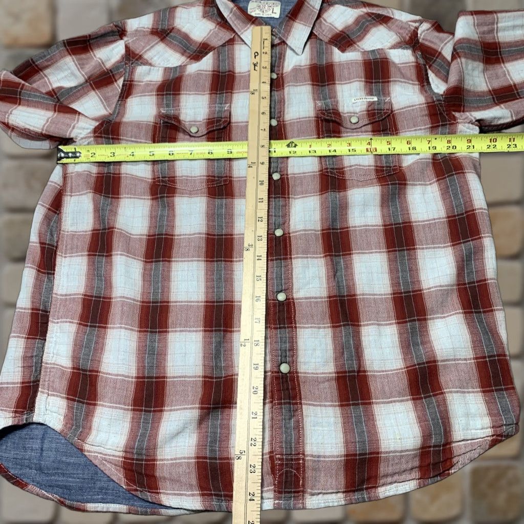 Lucky Brand Lucky Brand Mens Shirt Large Red Plaid Snap Button Up Long Sleeve Classic Fit Size US L / EU 52-54 / 3 - 1 Thumbnail