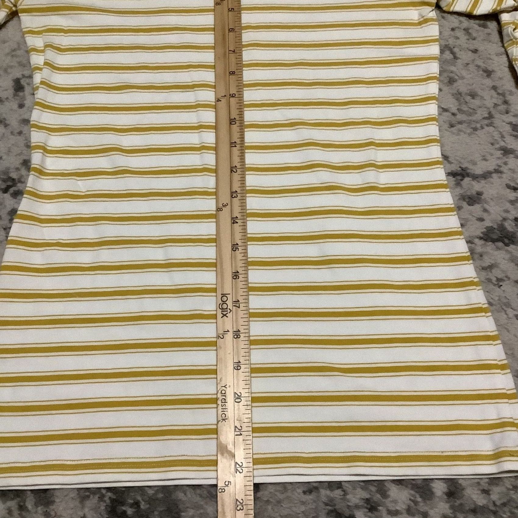 Vintage Matilda Jane Shirt Women M Yellow Striped Boat Neck 3/4 Sleeve T-Shirt Slim Casual Knit Cotton Blend Button Rainbow Parade Size M / US 6-8 / IT 42-44 - 3 Thumbnail