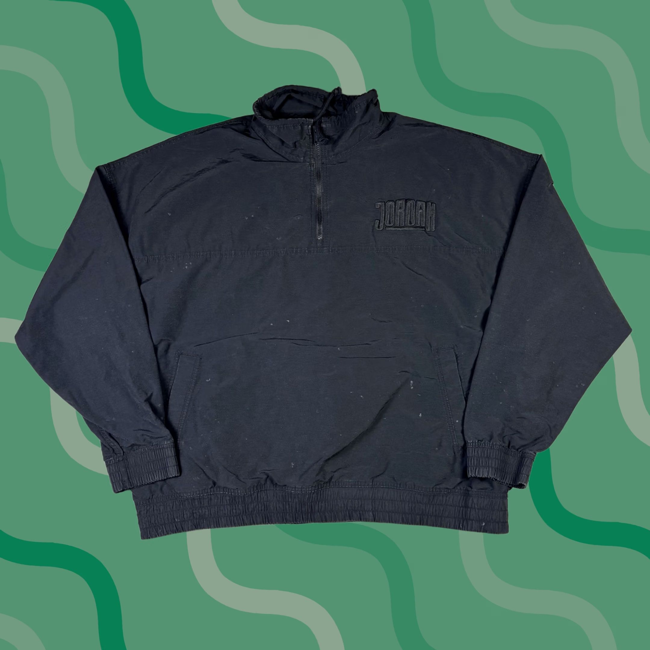 Jordan Brand VINTAGE Jordan Windbreaker Jacket Q-Zip Pullover 90s Basketball XL Black Nike USA Mens# Size US XL / EU 56 / 4 - 1 Thumbnail