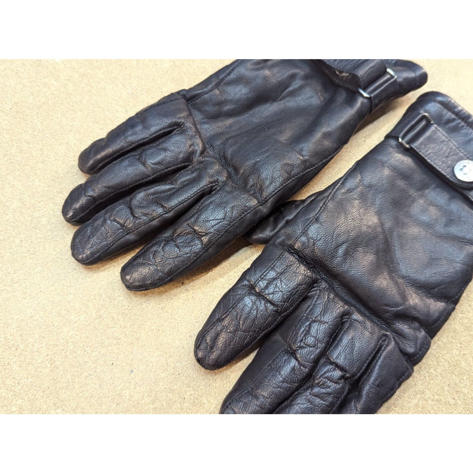 Vintage Genuine Leather Mens Gloves Size 6 Black Lined Warm Thermal Winter Dressmann Glove Mens Winter Black Leather Glove Woman? Size ONE SIZE - 2 Thumbnail