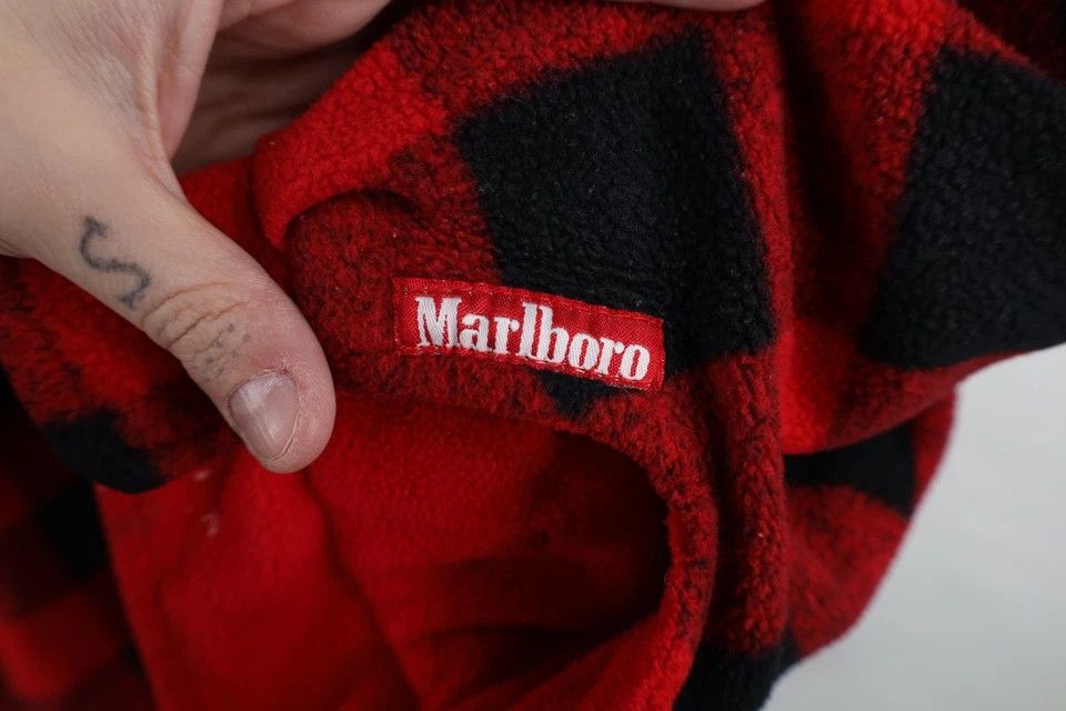 Marlboro × Vintage Vintage 90s Marlboro Spell Out Reversible Fleece Sweater Red Size US XL / EU 56 / 4 - 15 Thumbnail