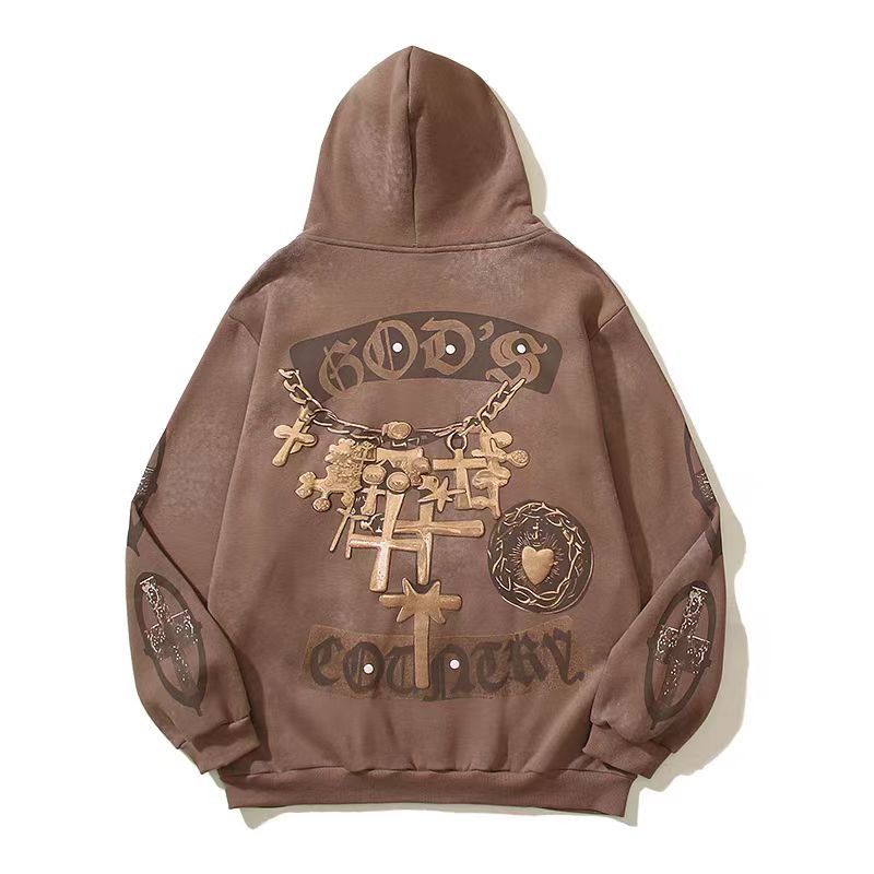 Japanese Brand × Vintage Street Retro Embossed Print Loose Hooded Sweatshirt Size US XL / EU 56 / 4 - 4 Thumbnail