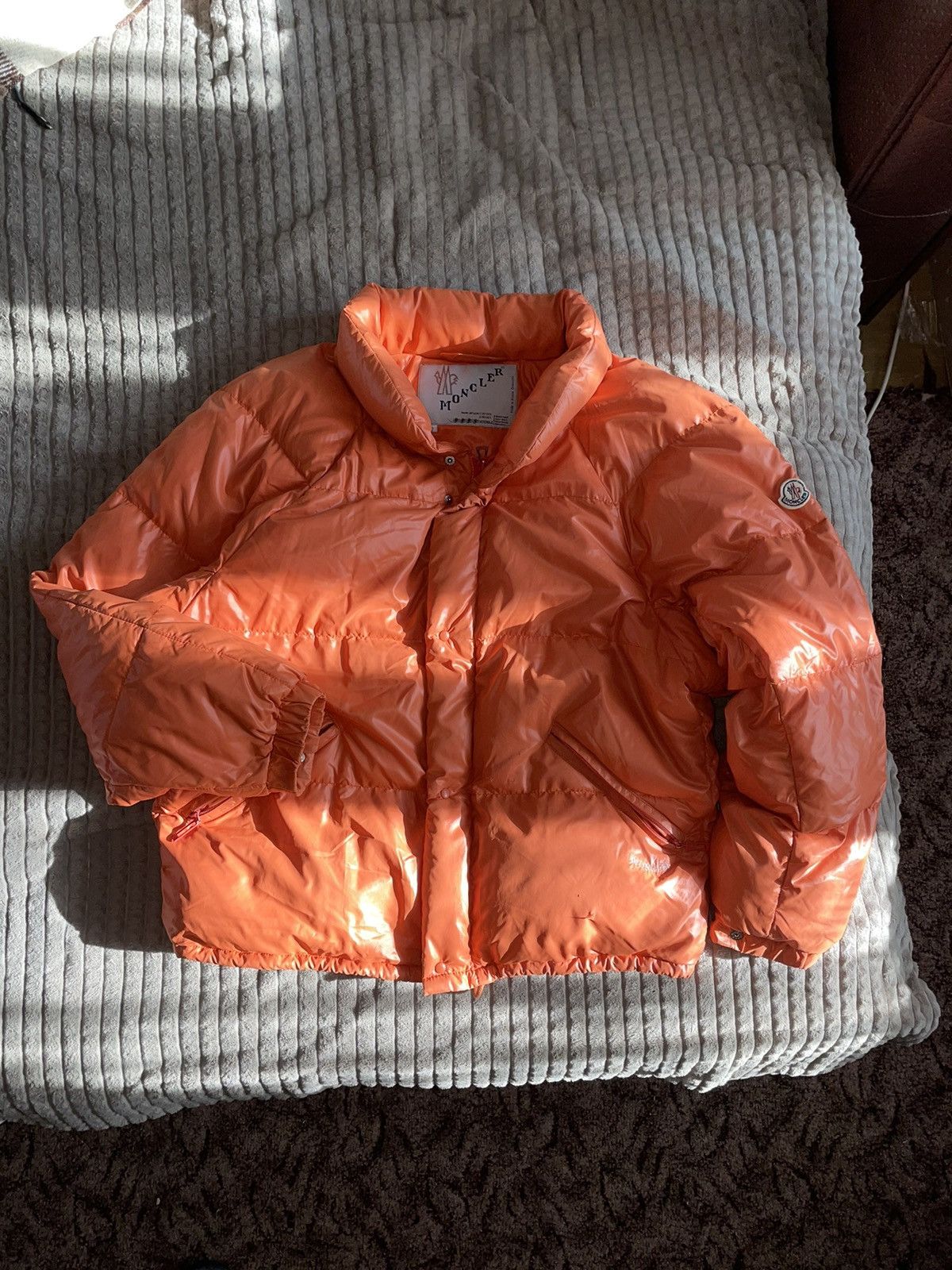 image of Moncler Orange Puffer Goose Down Vintage Jacket, Men's (Size Medium)
