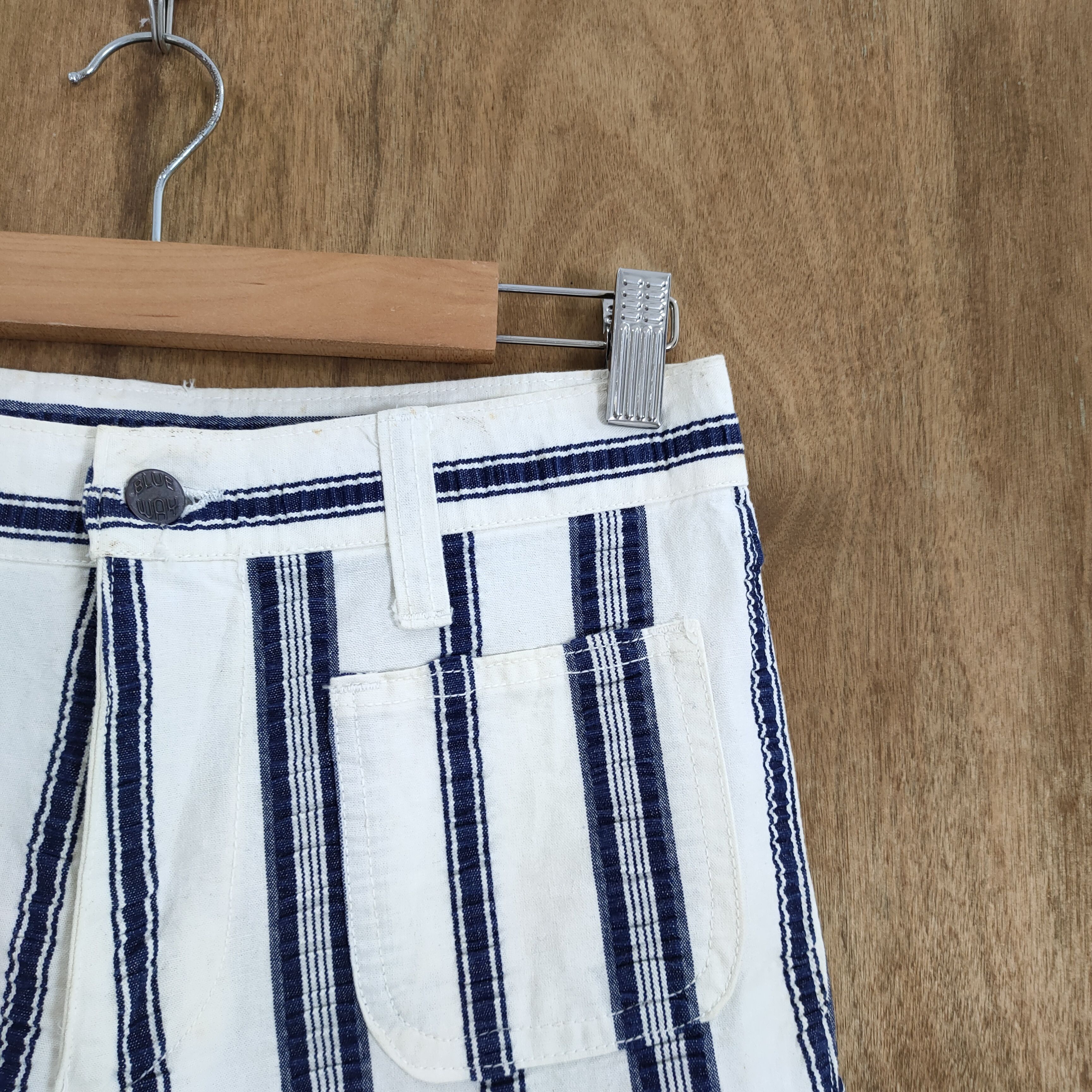 Japan Blue × Solid and Striped × Vintage VINTAGE BLUE WAY TALON STRIPE FLARED PANTS Size US 28 / EU 44 - 6 Thumbnail
