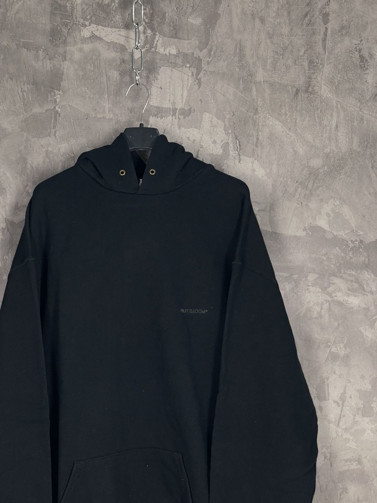 Japanese Brand × Vintage Vintage 90s Fruit Of The Loom Blank Black Hoodie Size US XL / EU 56 / 4 - 4 Thumbnail