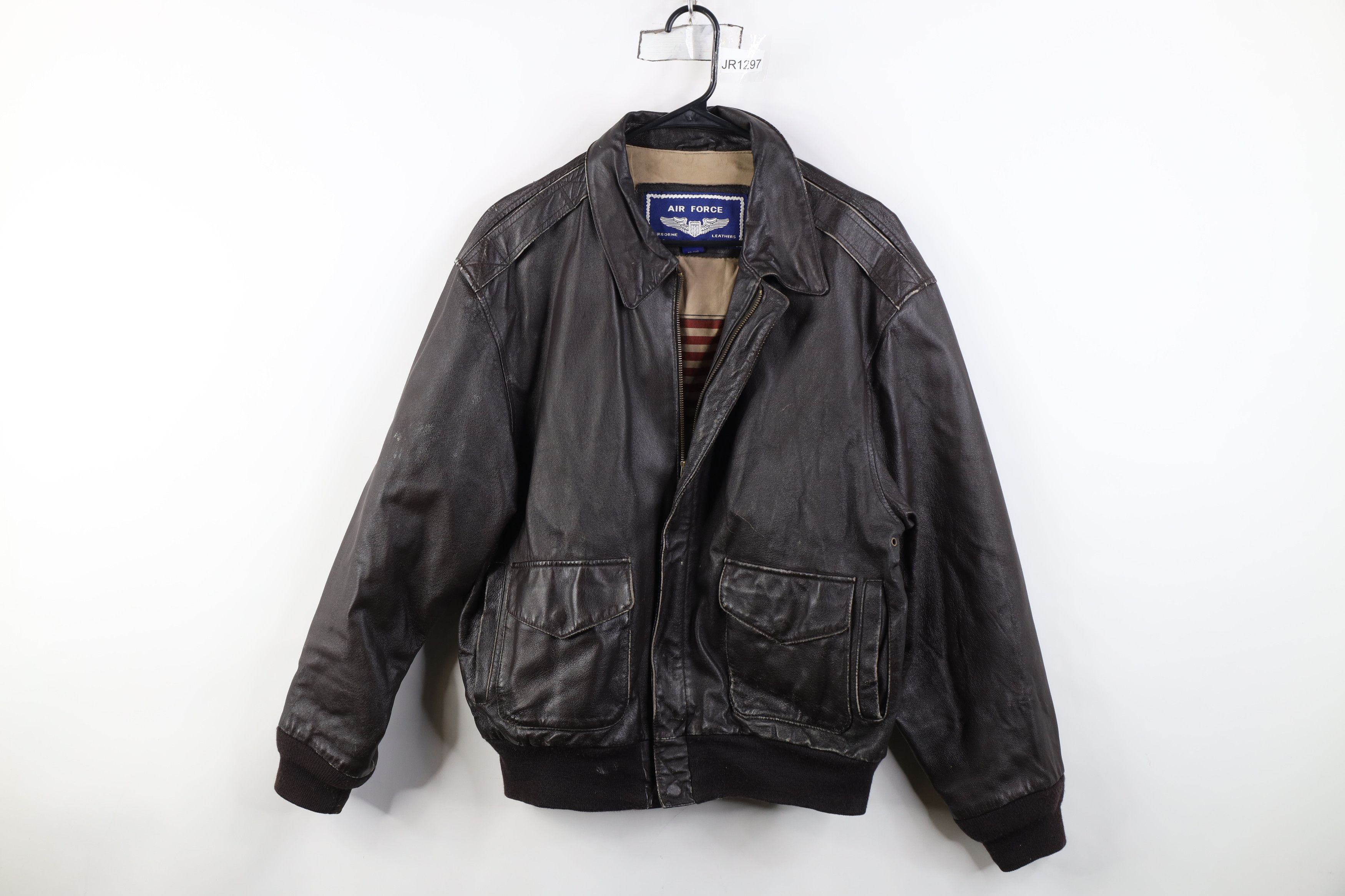 Vintage Vintage 90s Streetwear Force Leather Flight Bomber Jacket Size US M / EU 48-50 / 2 - 1 Thumbnail