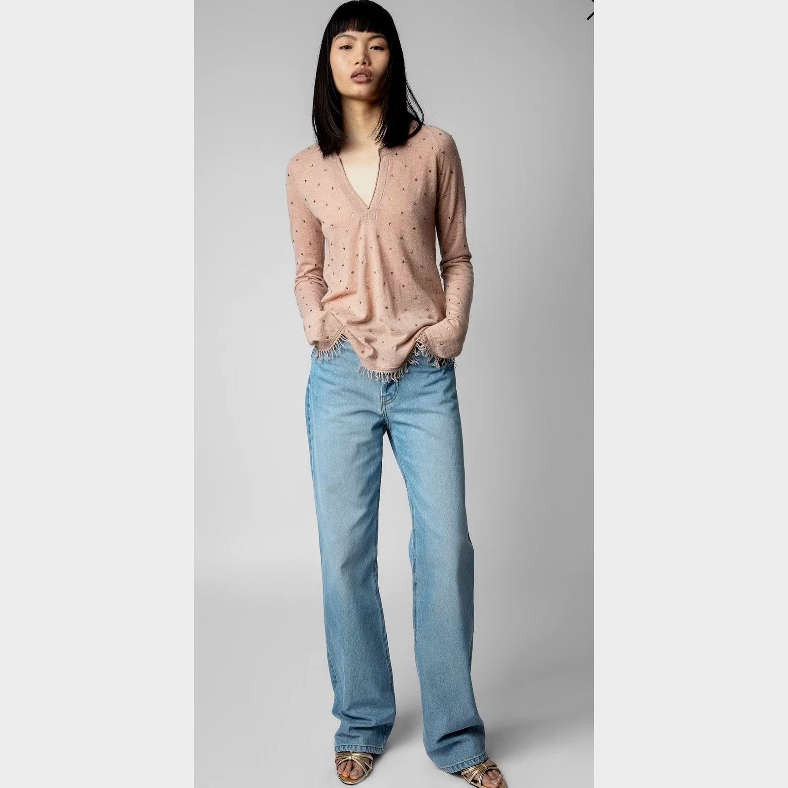 Zadig & Voltaire Zadig & Voltaire Riviera Rhinestone Cashmere Sweater Blush M Size M / US 6-8 / IT 42-44 - 3 Thumbnail
