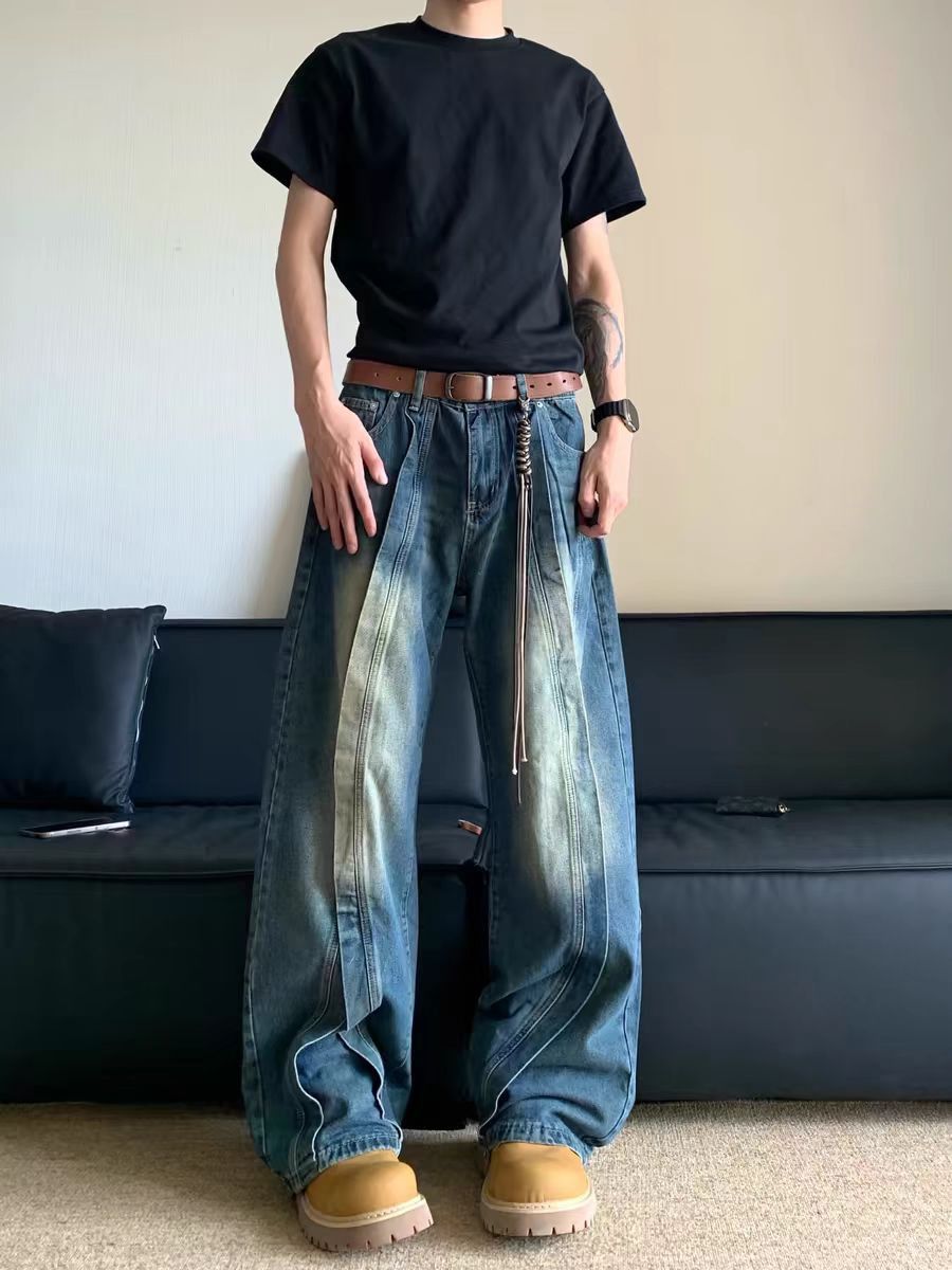 Japanese Brand × Jean Vintage patchwork washed and distressed baggy jeans Size US 34 / EU 50 - 1 Thumbnail
