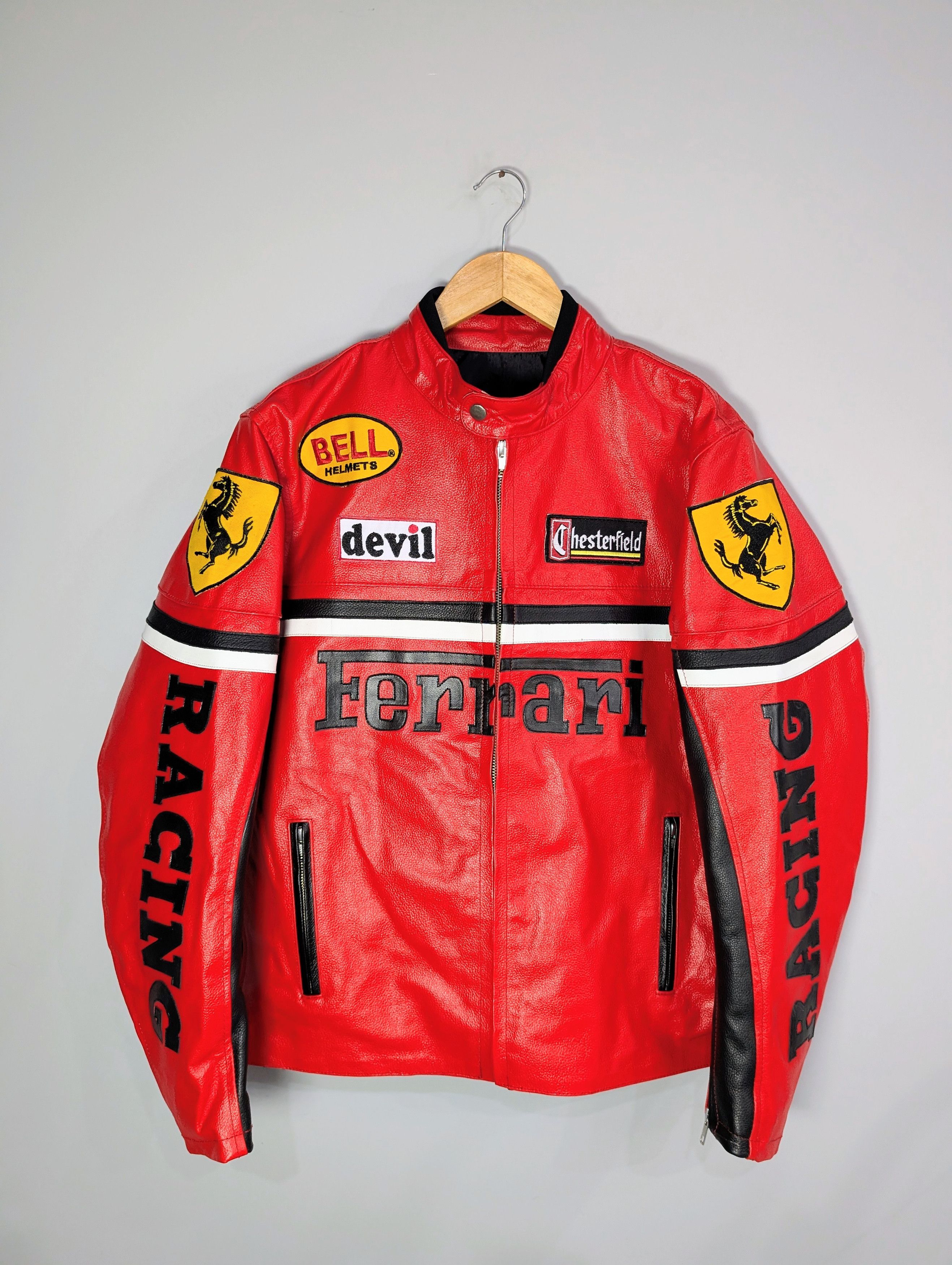 Vintage 🔥Ferrari Retro Red Racing Real Cowhide Leather Jacket Size M / US 6-8 / IT 42-44 - 1 Thumbnail