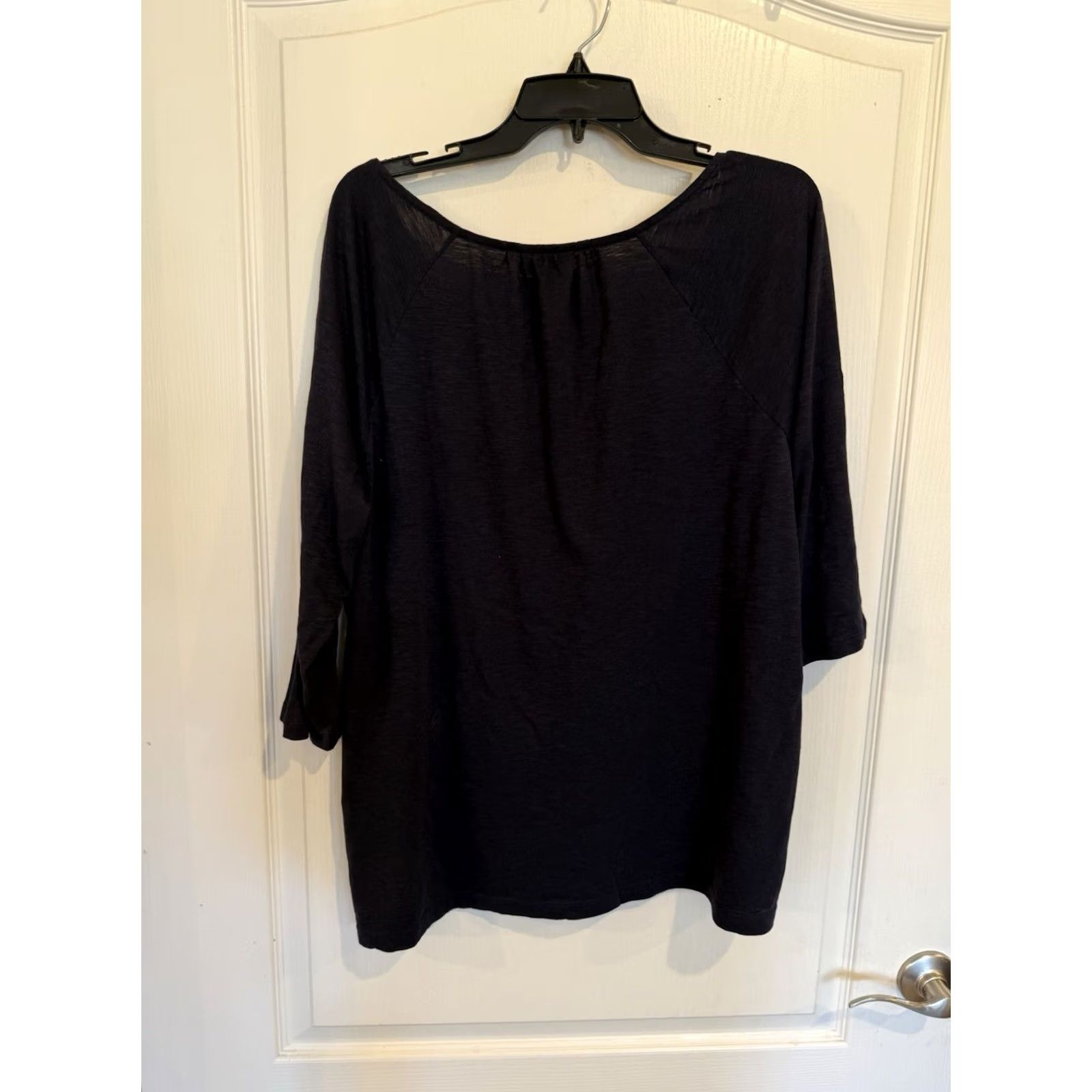 J. Jill J.Jill Blouse Shirt for Women 2X Plus Heather Blue 3/4 Sleeve Scoop Neck Cotton Blend Solid Size XXL / US 16-18 / IT 52-54 - 3 Thumbnail