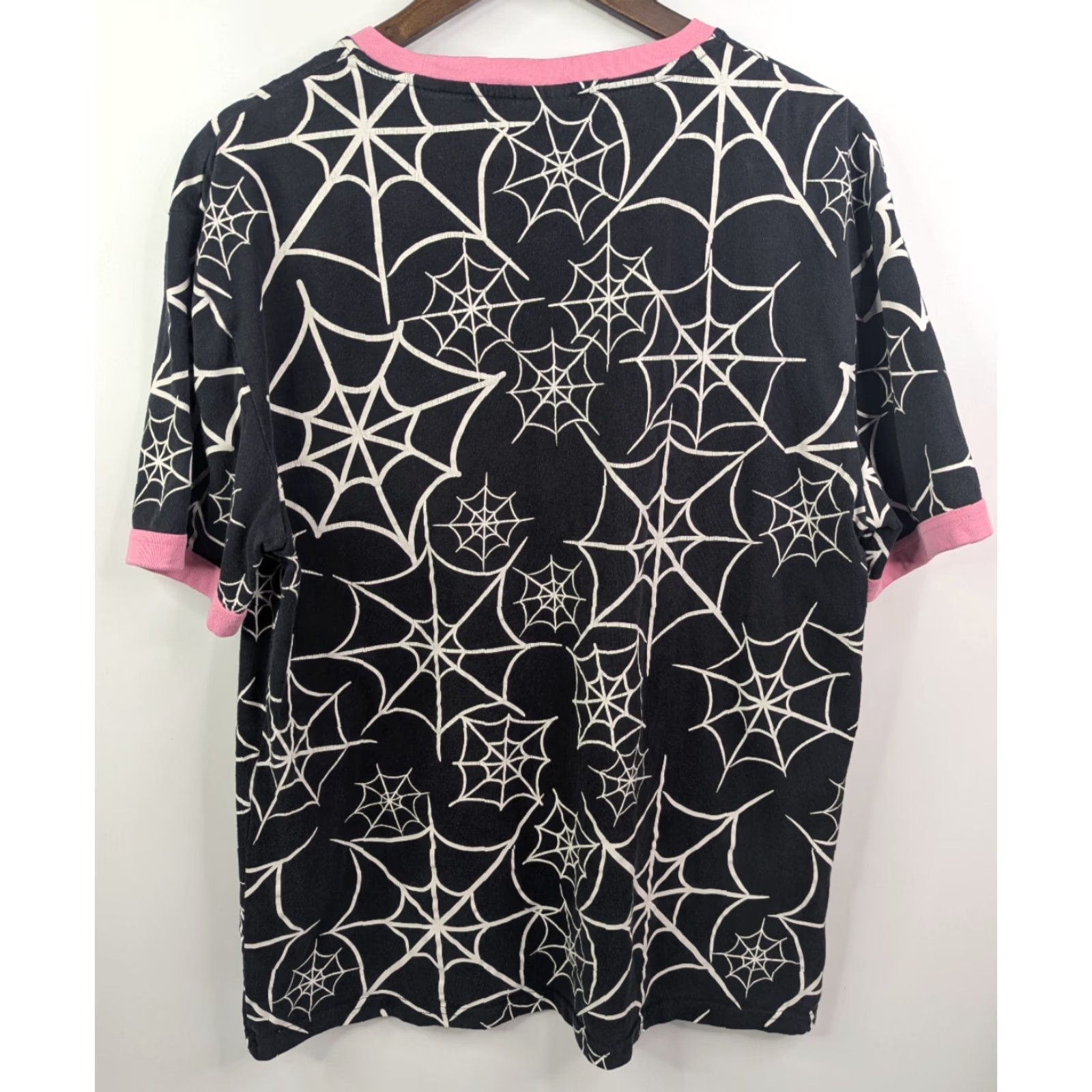 Vintage Salem7 Black Spiderweb Raglan Short Sleeve T-Shirt Halloween Large Men Crew Neck Shirt - Spiderweb Graphic Print Halloween Mens L Black Size US L / EU 52-54 / 3 - 3 Thumbnail