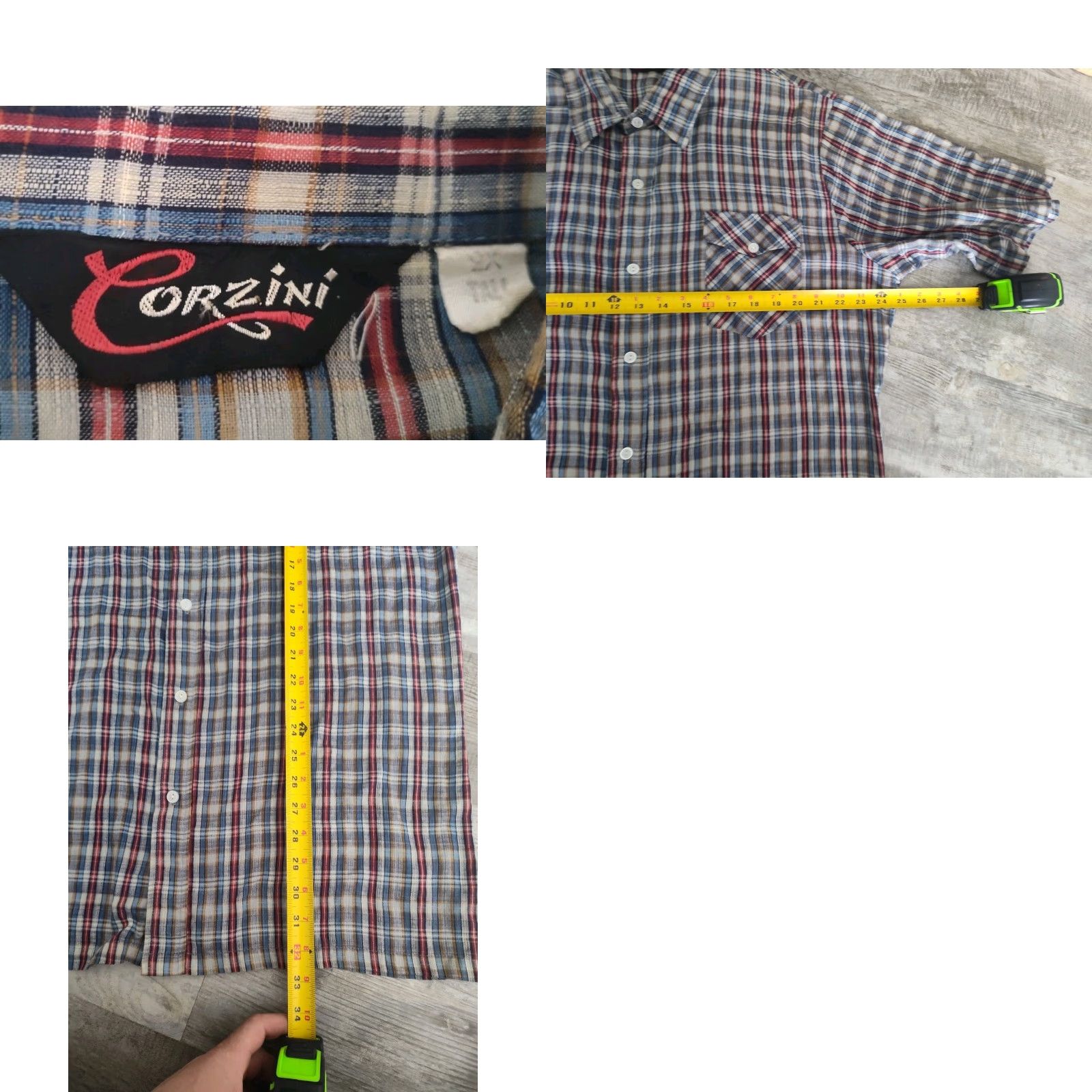 Vintage Vintage 70s Corzini Shirt 2XL Mens Plaid Button Up Shirt Single Chest Pocket Size US XXL / EU 58 / 5 - 8 Thumbnail