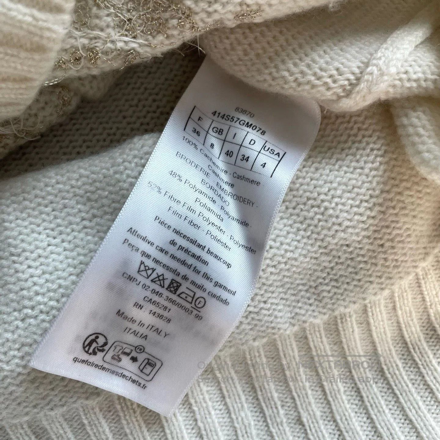 Dior Dior Ribbed Crewneck Embroidered Cashmere Sweater. Size XS / US 0-2 / IT 36-38 - 5 Thumbnail