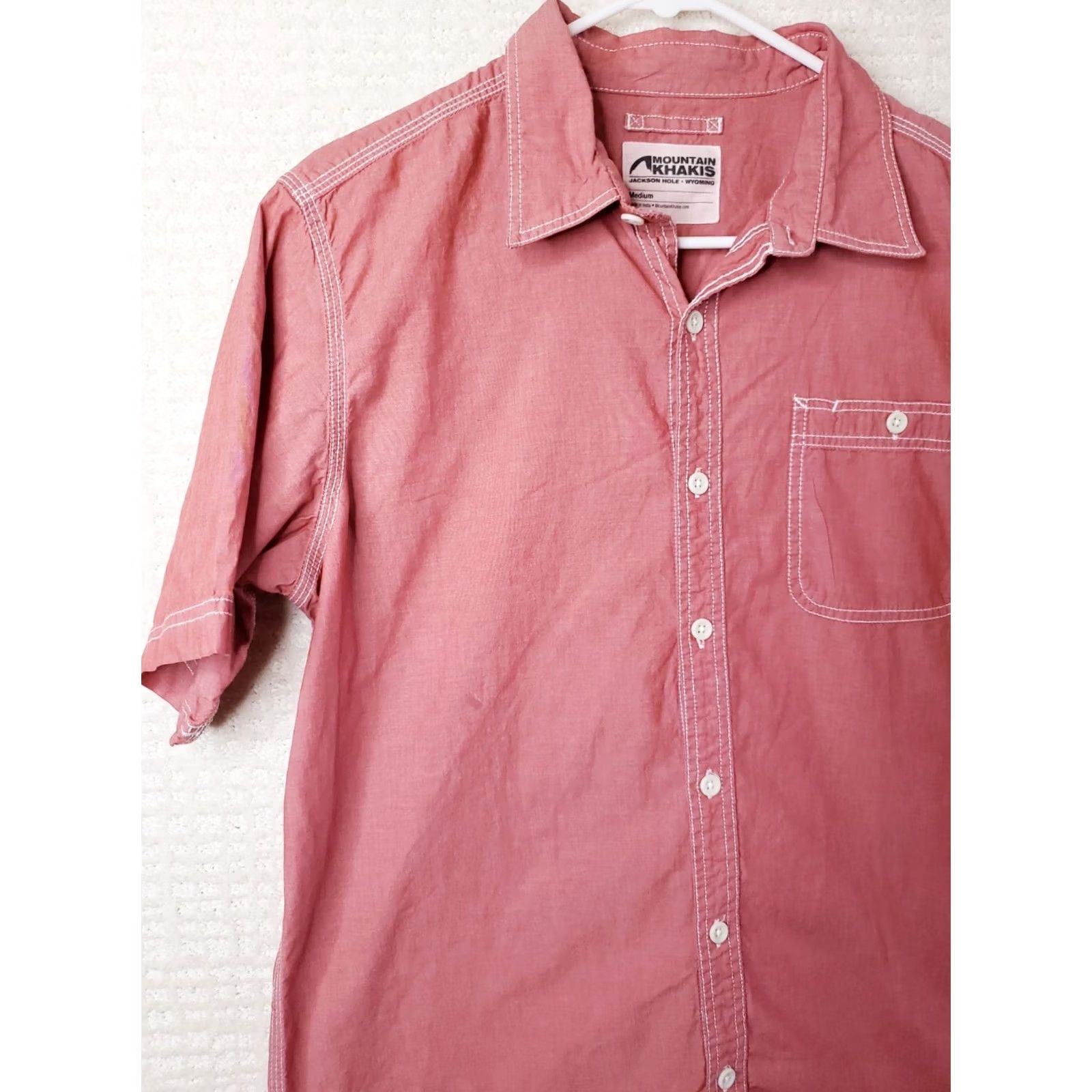 Mountain Khakis Mountain Khakis Shirt Short Sleeve Button-Up Red 100% Cotton Mens M Regular Size US M / EU 48-50 / 2 - 6 Thumbnail