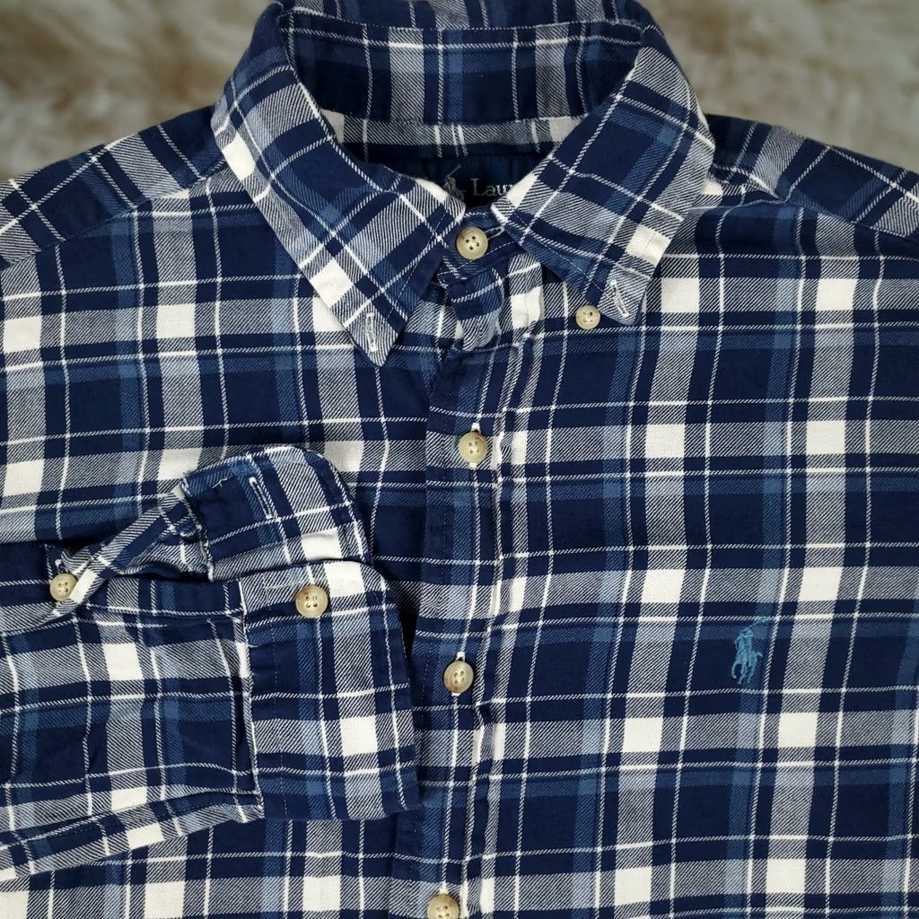 Ralph Lauren Ralph Lauren Shirt Mens Small Blue Knit Plaid Pony Casual Button Up Long Sleeve Size US S / EU 44-46 / 1 - 1 Thumbnail