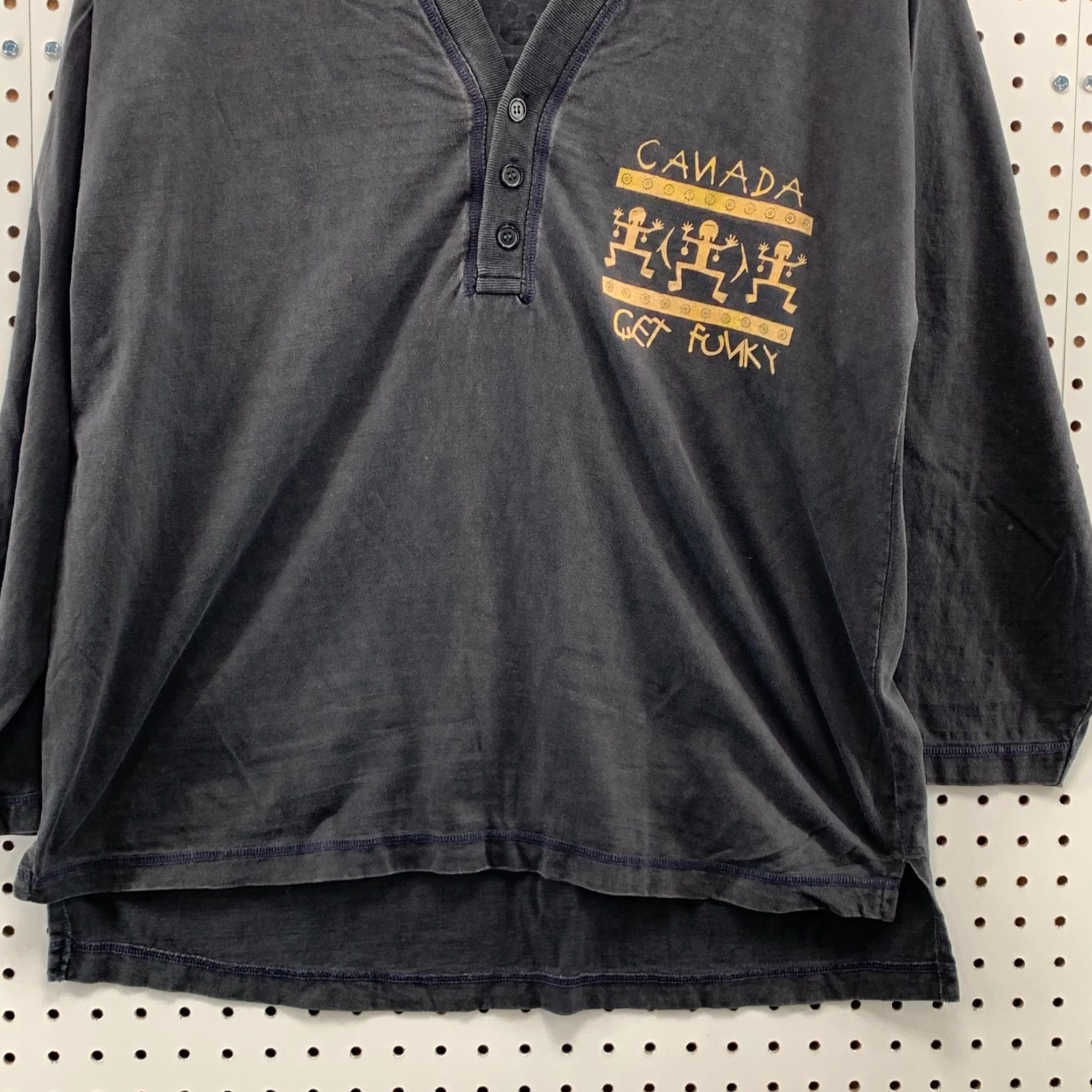 Vintage Canada Get Funky Niagara Funky Falls Black Long Sleeve 1/4 Button Henley Shirt L Size L / US 10 / IT 46 - 6 Thumbnail