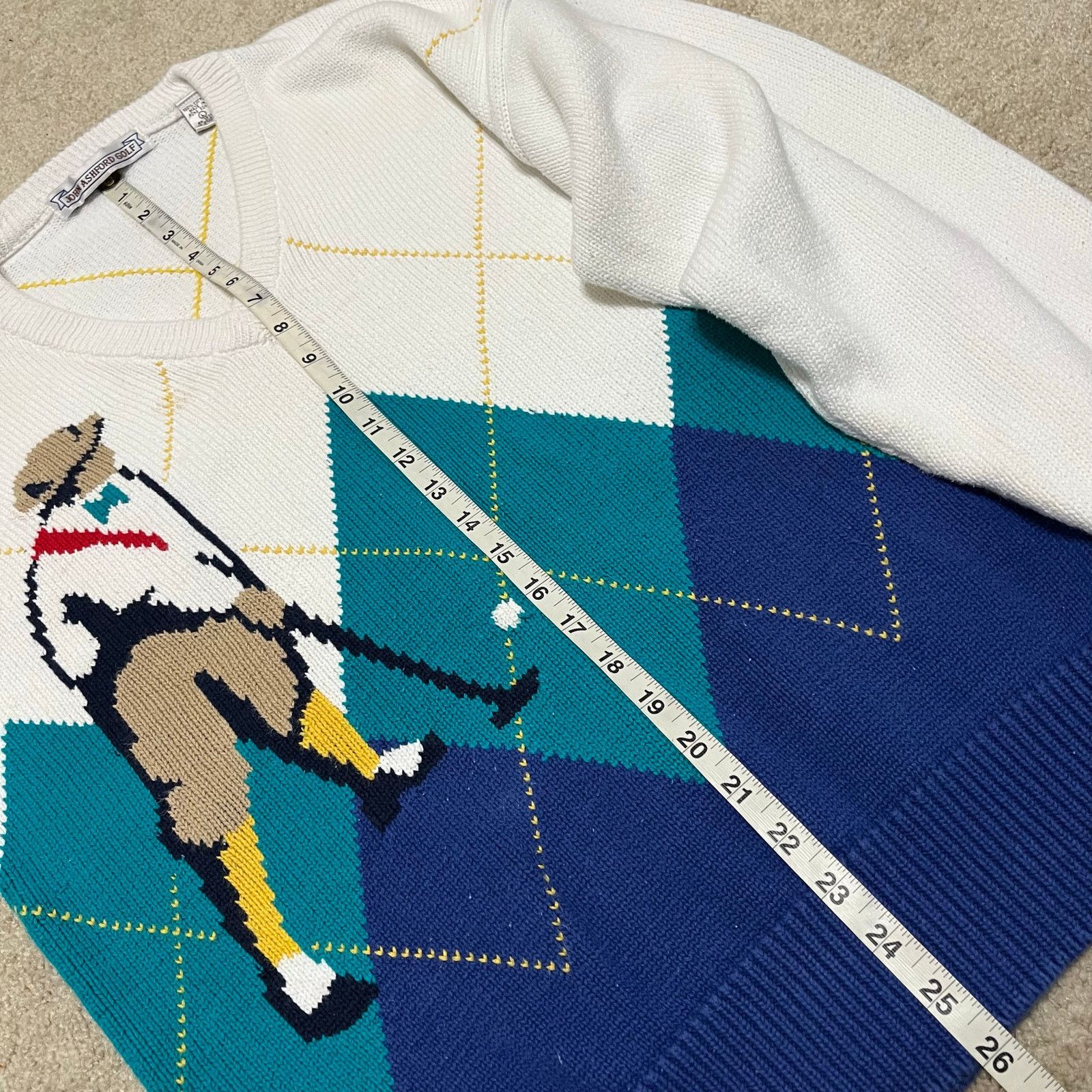 John Ashford Vintage John Ashford Golf Knit Sweater V-Neck Argyle 90s Size US L / EU 52-54 / 3 - 5 Thumbnail
