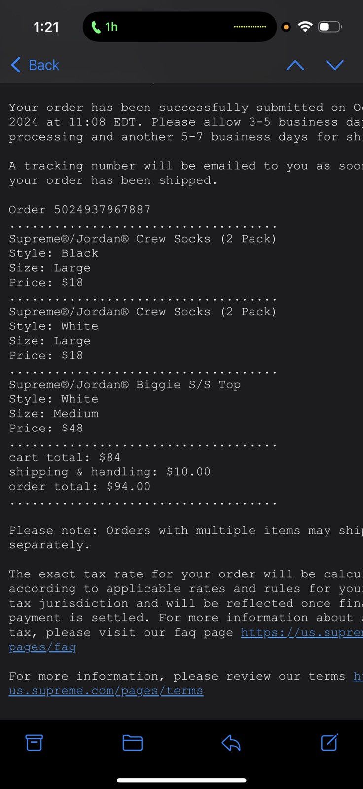 Supreme Supreme/Jordan “Biggie” Size US M / EU 48-50 / 2 - 3 Thumbnail