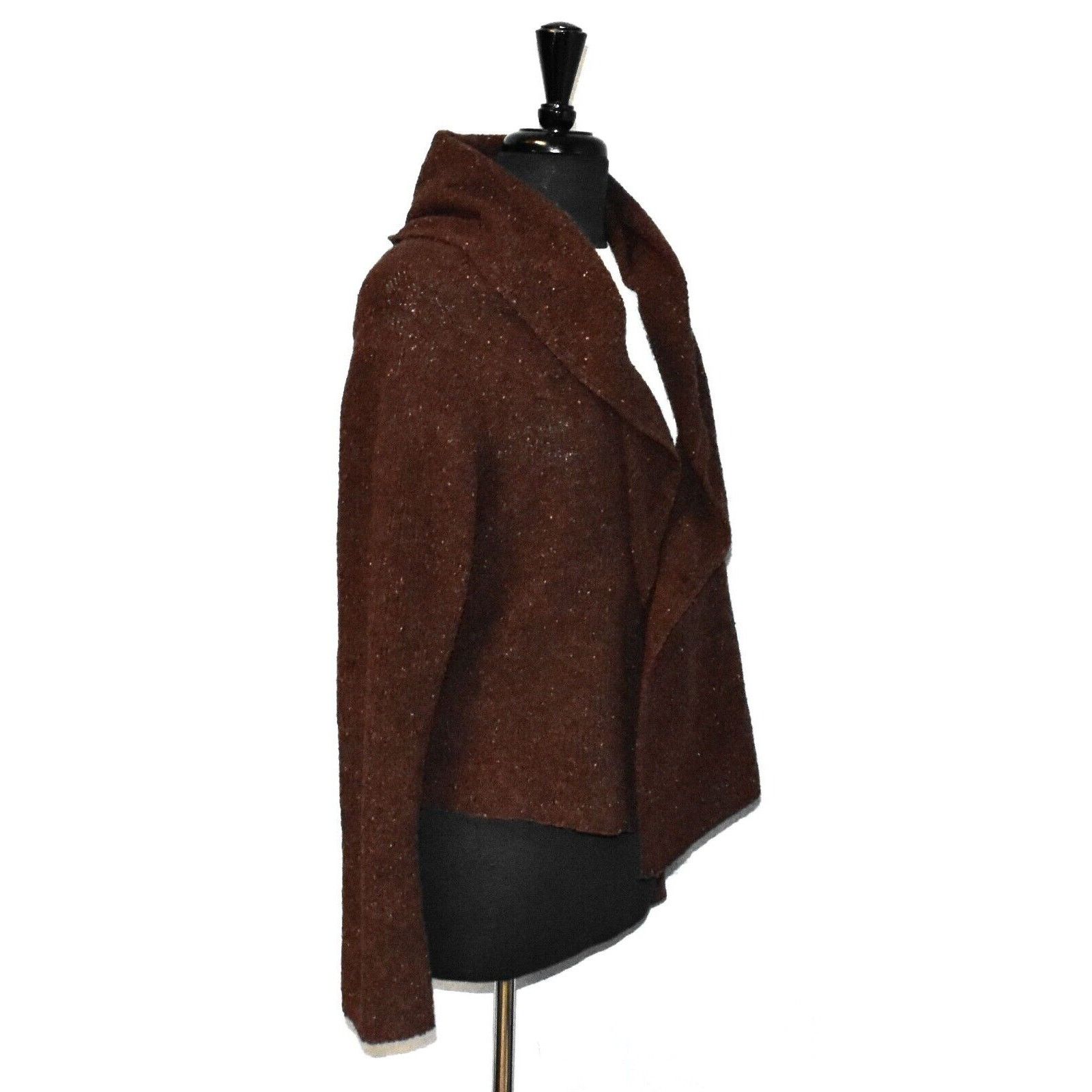 Eileen Fisher EILEEN FISHER Brown Wool Silk Cropped Cardigan Sweater Sz M Size M / US 6-8 / IT 42-44 - 2 Thumbnail