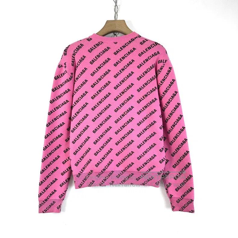 Balenciaga Balenciaga Black and Pink Full Print Bullet Logo Knit Swea Size US L / EU 52-54 / 3 - 2 Thumbnail