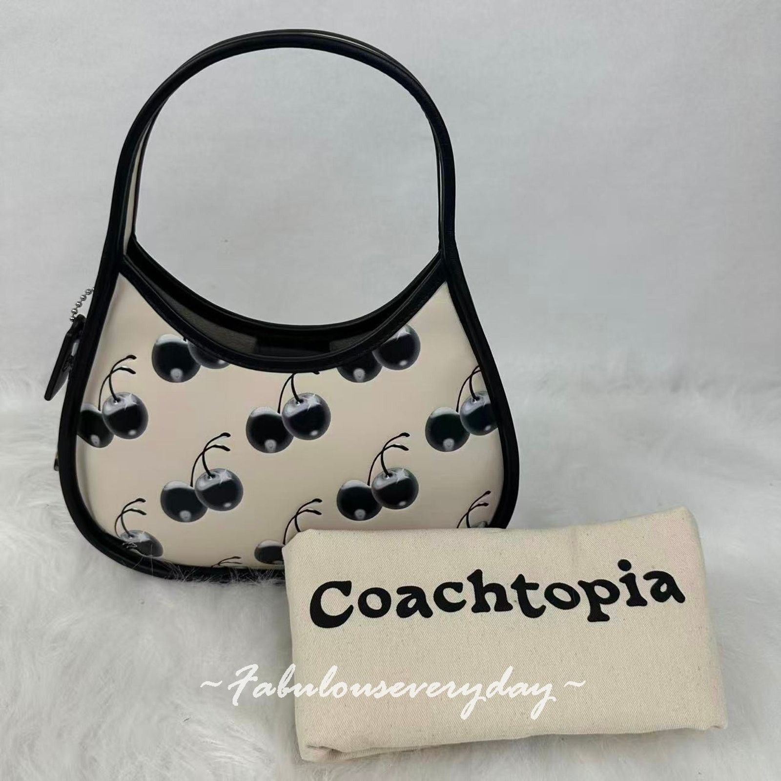 Coach Coach Ergo Cherry Bag in Coachtopia Leather Black/Cloud Size ONE SIZE - 2 Thumbnail