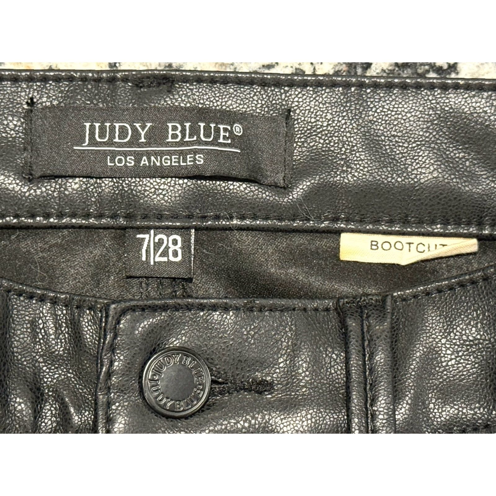 Vintage Judy Blue Faux Leather Bootcut Pants Women Regular 30x32 Black High Rise 7/28 Zip 30 32 Size 30" / US 8 / IT 44 - 6 Thumbnail