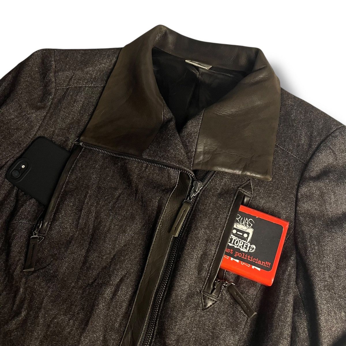 Krizia Uomo 🇯🇵 KRIZIA SHEEPSKIN COLLAR WOOL BLEND JACKET Size US XS / EU 42 / 0 - 6 Thumbnail