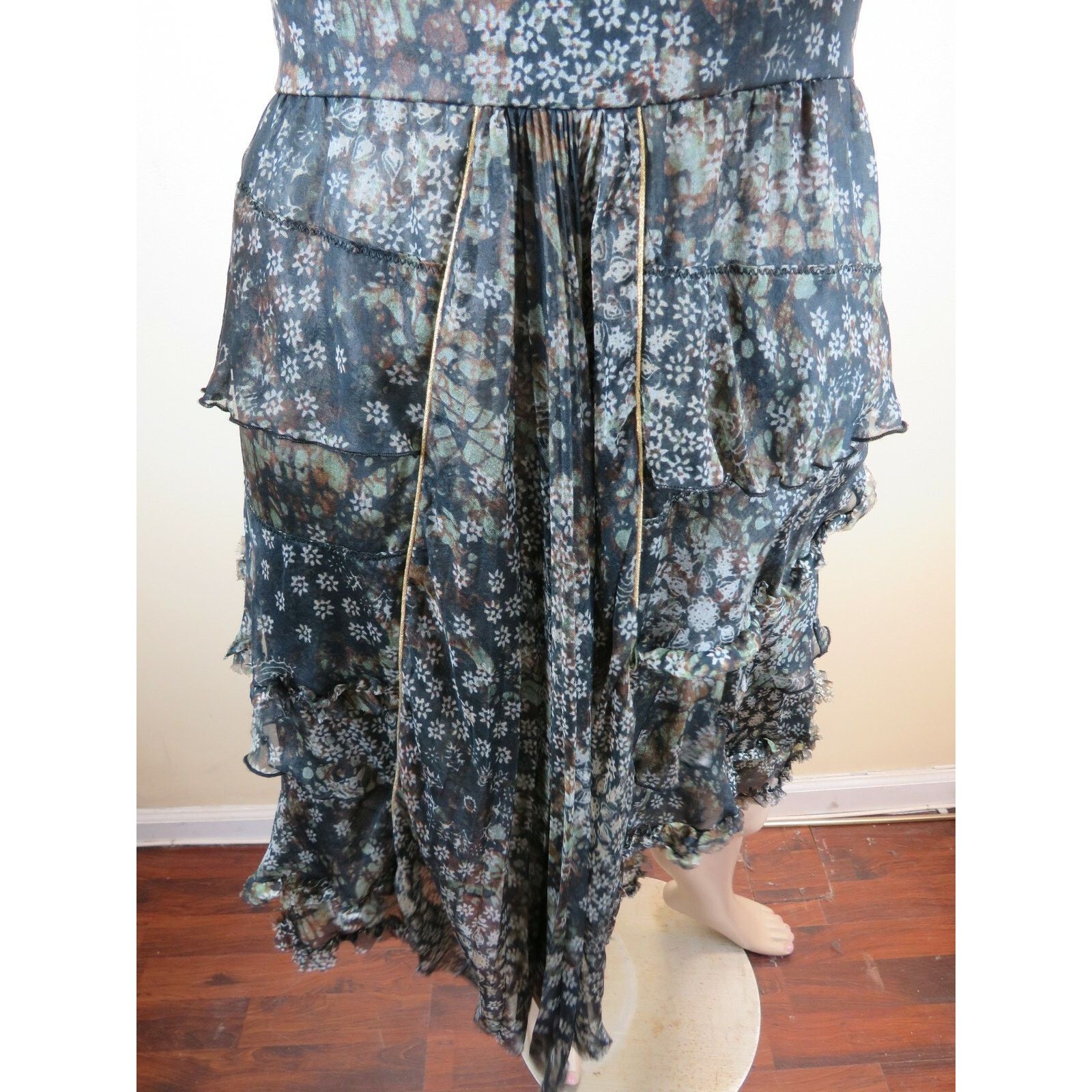 Dolce & Gabbana DOLCE GABBANA FLORAL SILK LEATHER SHORT SLEEVELESS DRESS 38 Size XS / US 0-2 / IT 36-38 - 4 Thumbnail