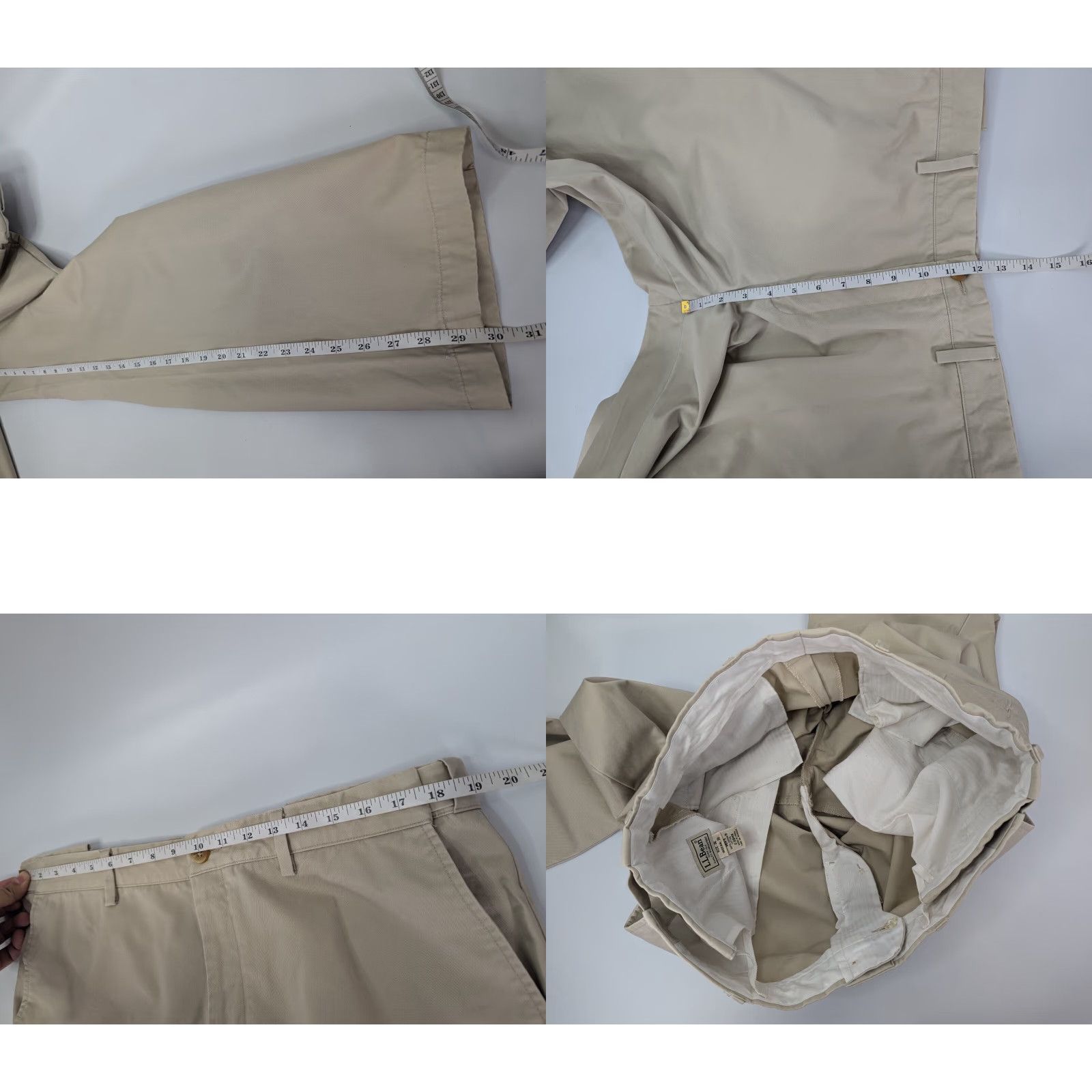 Vintage LL Bean Khakis Flat Front Men's 36x30 Beige 100% Supima Cotton Trousers 0DBM9 Size US 36 / EU 52 - 8 Thumbnail