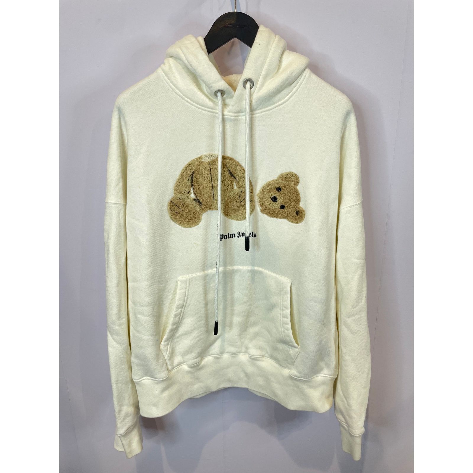 Palm Angels Teddy Bear Hoodie White Used XL