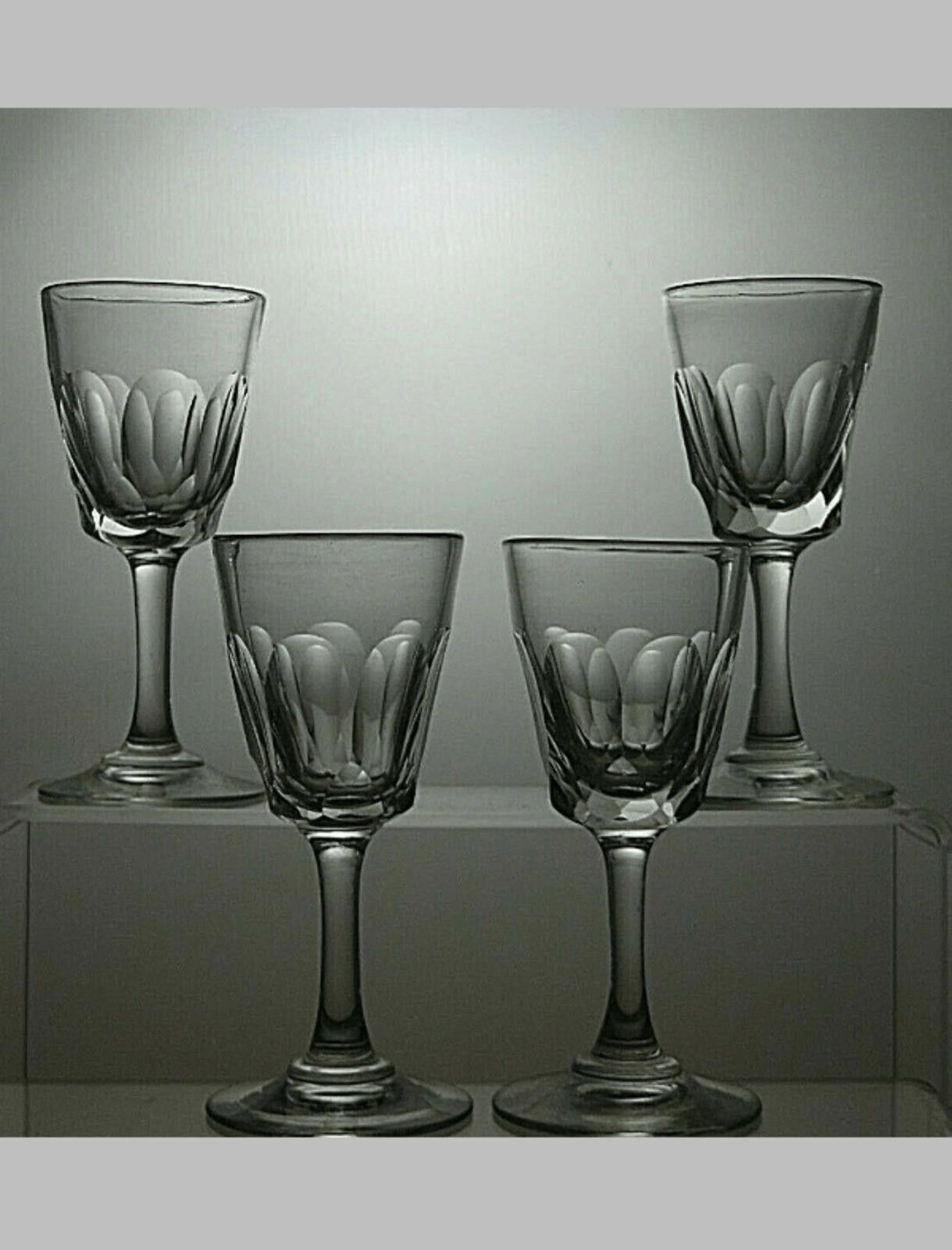 The Unbranded Brand Vintage Lead Crystal Cut Glass Set Of 4 Sherry Glasses Size ONE SIZE - 1 Thumbnail