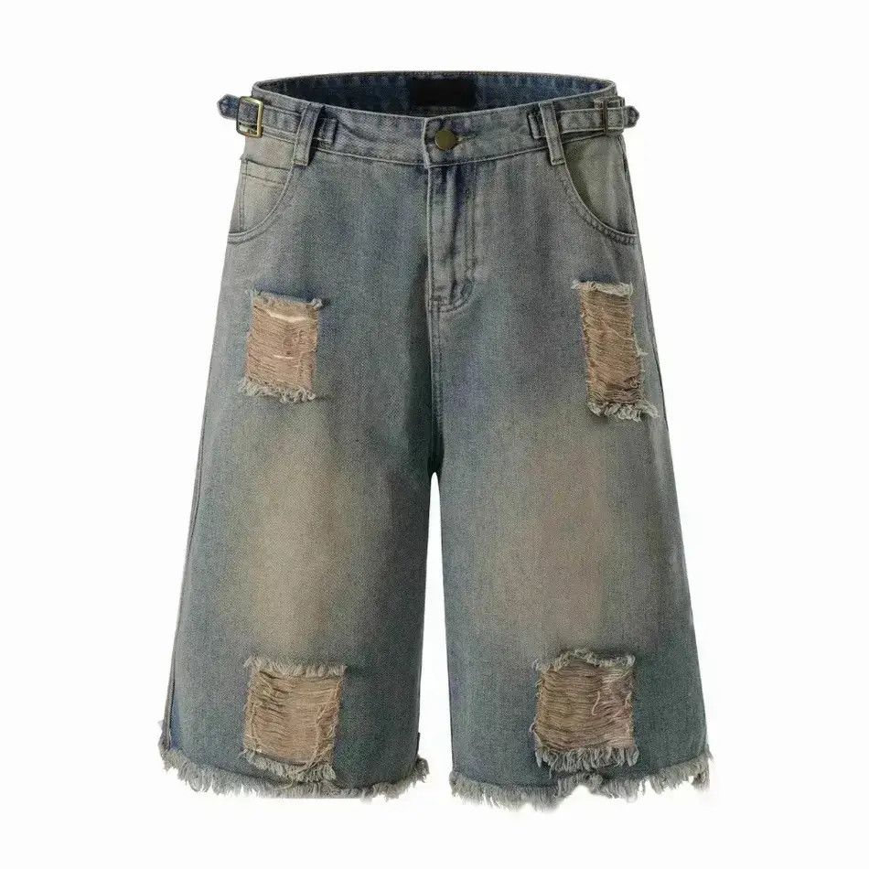 Japanese Brand Street Jorts Washed Dirty Hole Short Jeans y2k Size US 32 / EU 48 - 6 Thumbnail