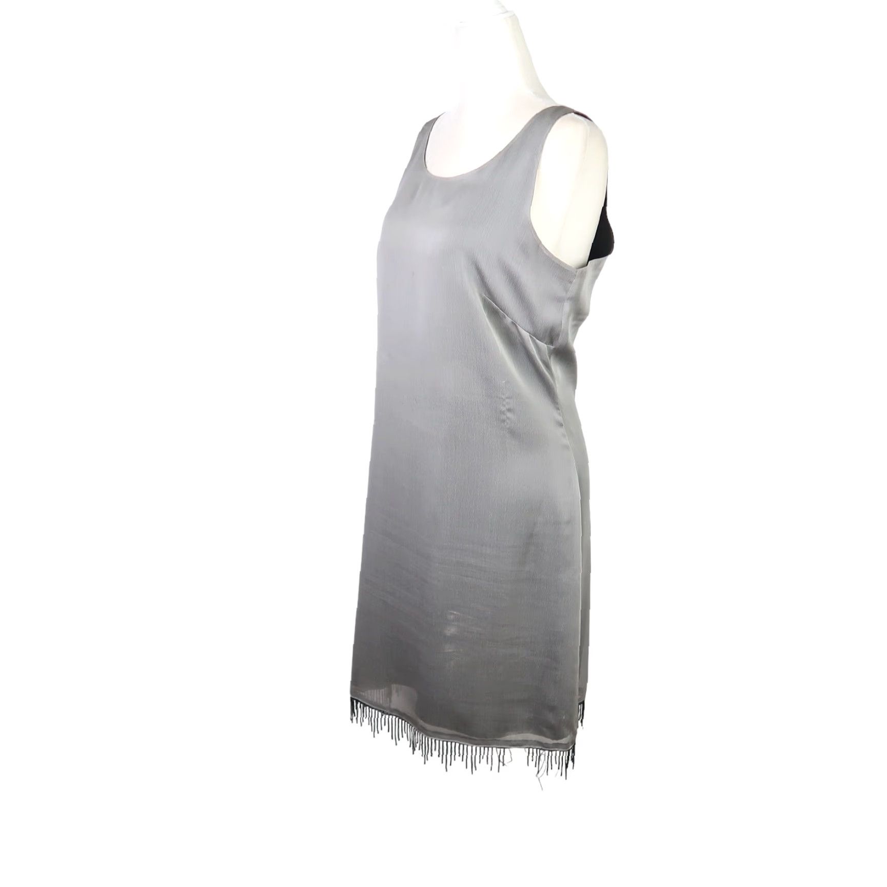 Vintage VINTAGE Chaloc silver grey mini dress black beaded fringe trim M Size M / US 6-8 / IT 42-44 - 3 Thumbnail