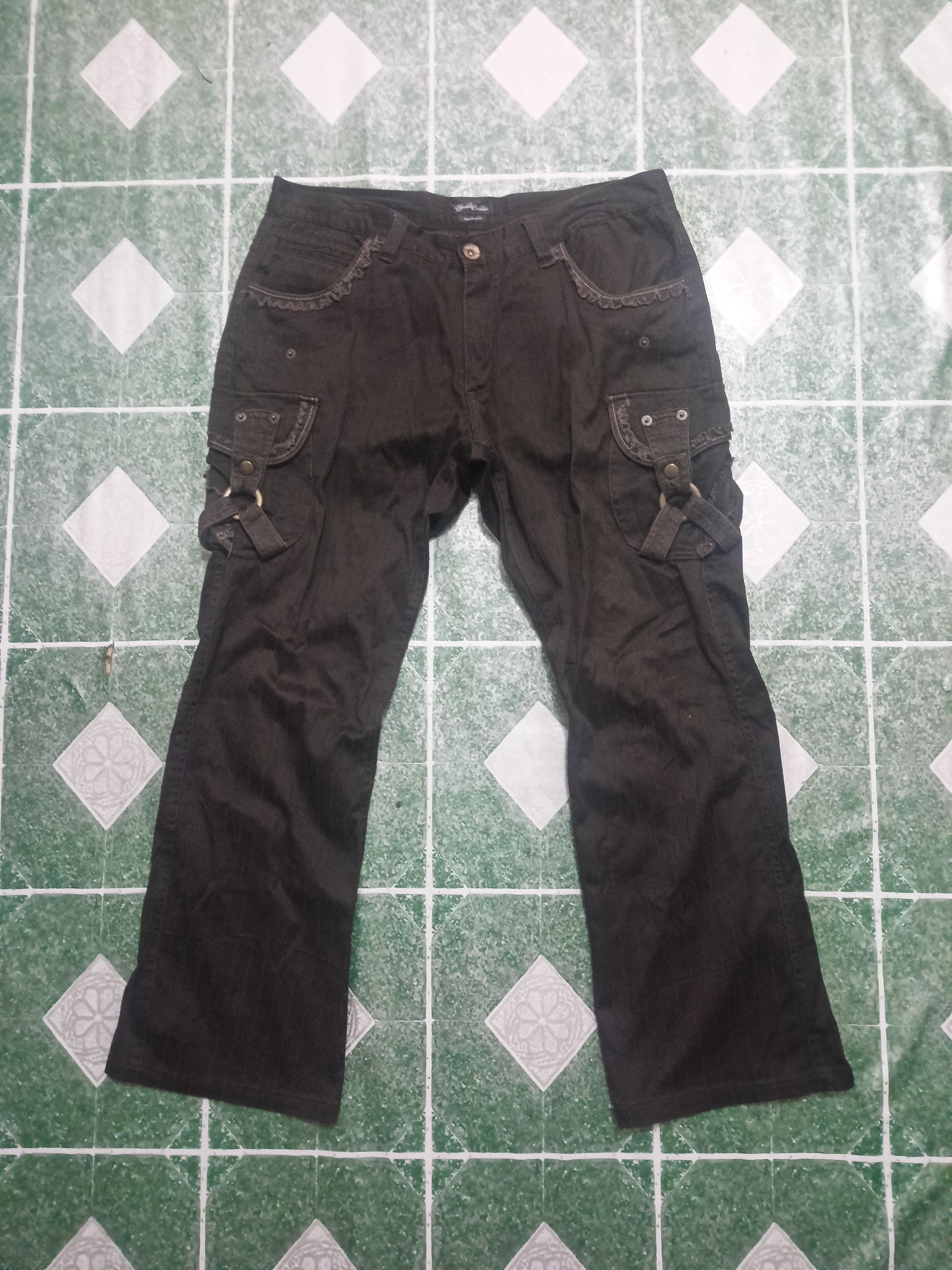 Designer × Japanese Brand Apestein Exclusive Baggy Style Striped Boot Cut Cargo Pants Size US 35 - 1 Thumbnail