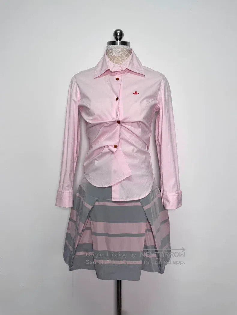 Vivienne Westwood Vivienne Westwood size 2 Gray Striped Glossy Pleated Skirt Size 24" / US 00 / IT 34 - 6 Thumbnail