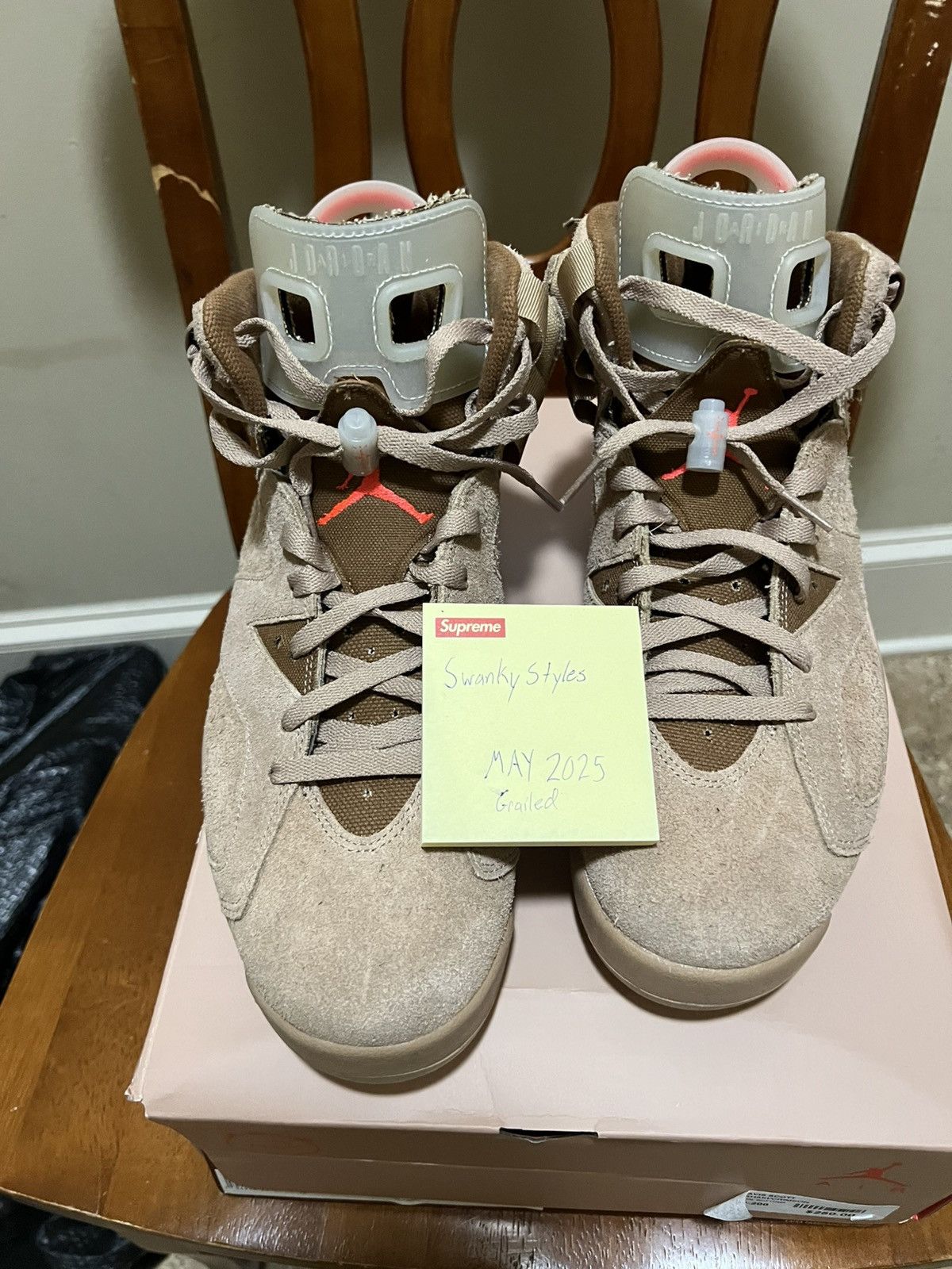 Jordan Brand Air Jordan 6 x Travis Scott Cactus Jack British Khaki Size US 11 / EU 44 - 4 Thumbnail
