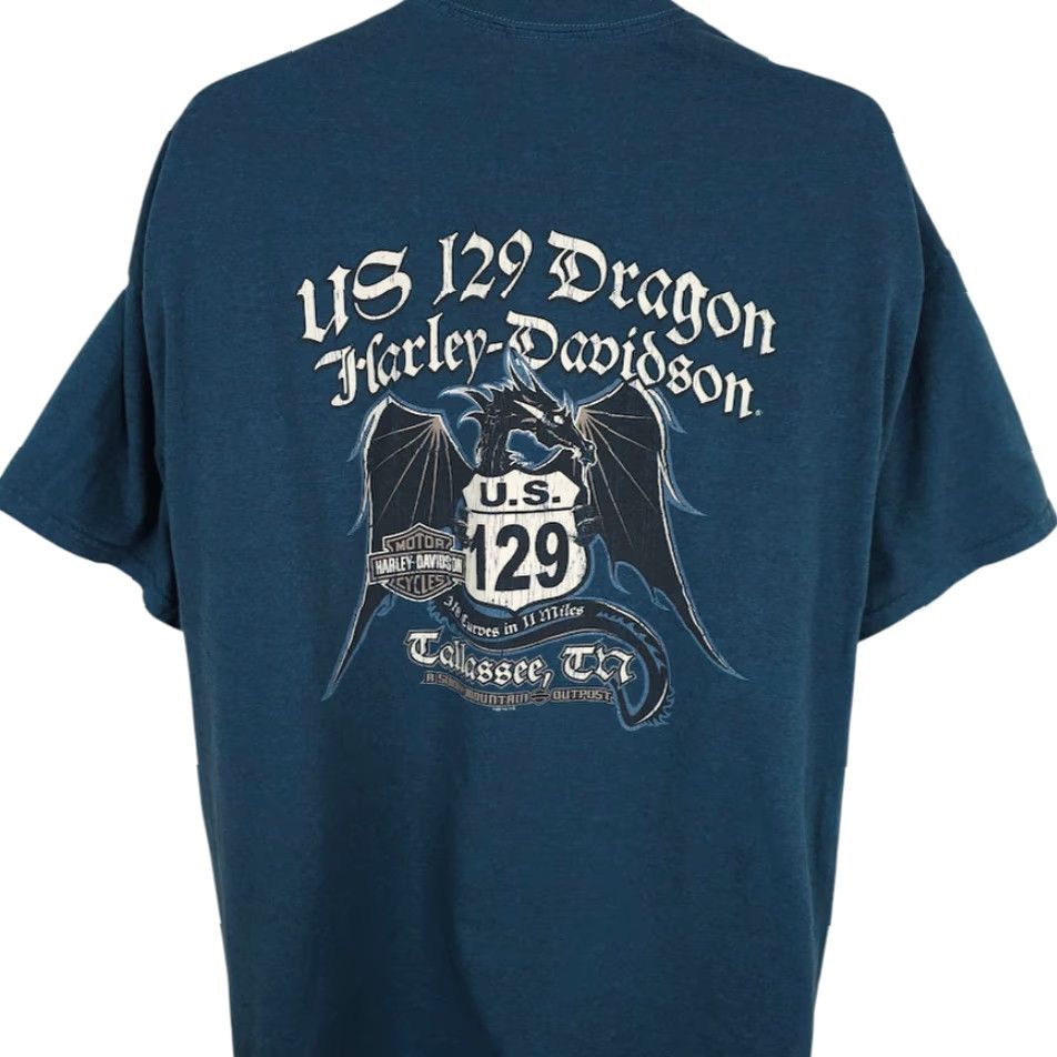 Harley Davidson Harley-Davidson T Shirt Mens 2XL Blue Dragon Tallassee Tennessee Vintage? No (adjusted) Size US XXL / EU 58 / 5 - 4 Thumbnail