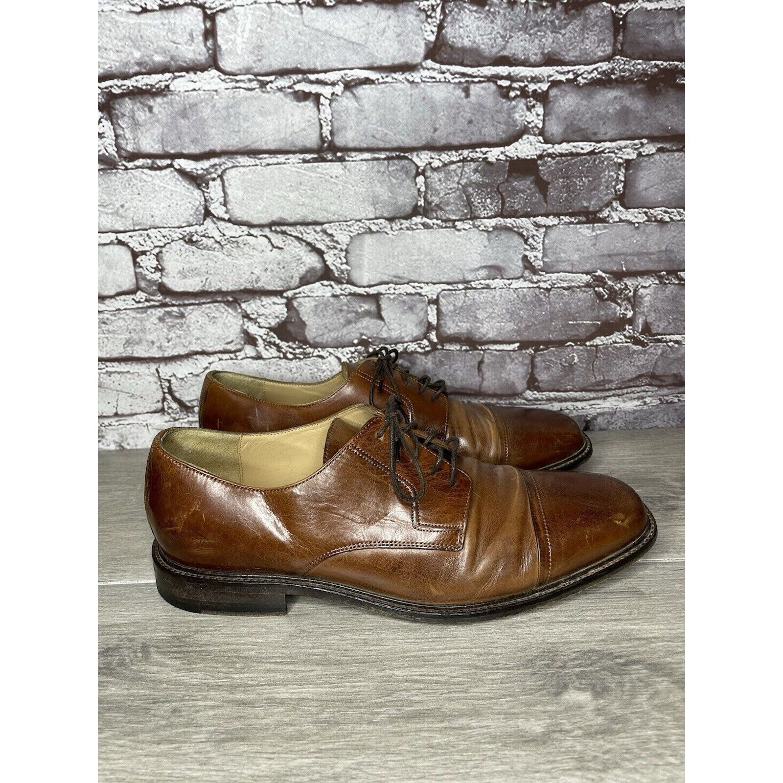 Johnston & Murphy Johnston Murphy J. Murphy Brown Leather Cap Toe Oxford Dress Size US 10 / EU 43 - 15 Thumbnail