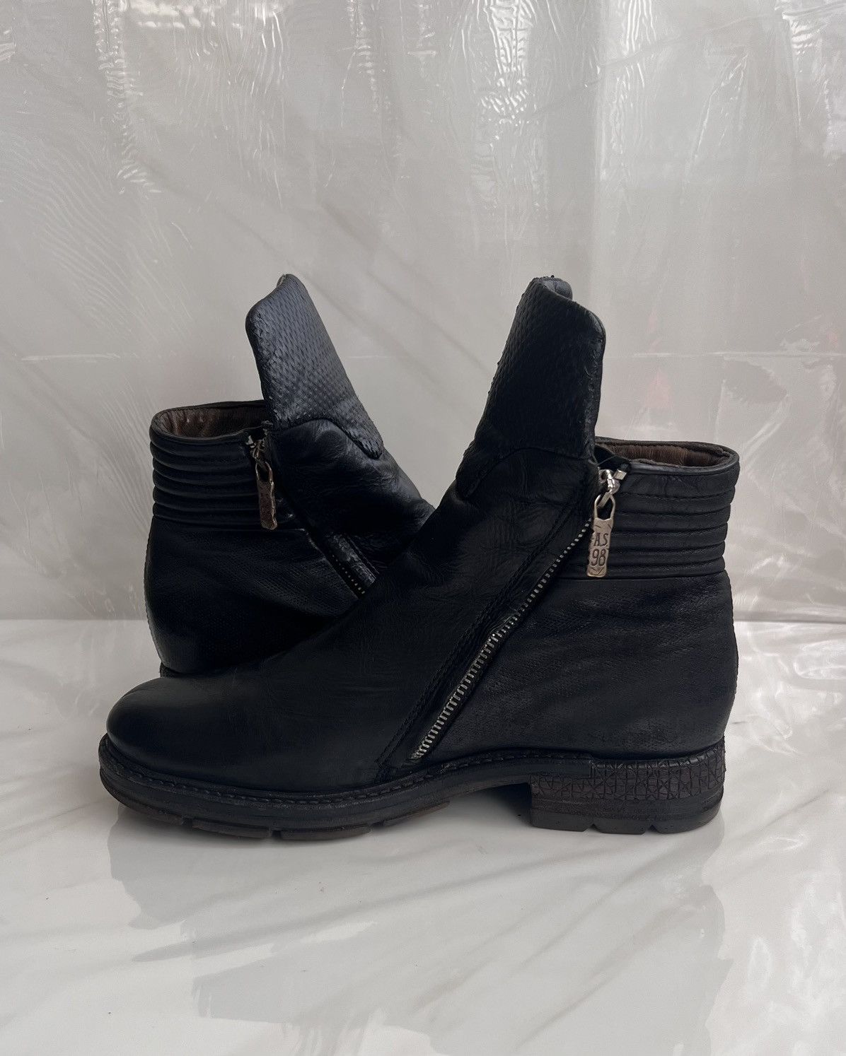 A.S.98 As 98 Airstep Zipper Boho Black Biker distressed boot Size US 8 / IT 38 - 7 Thumbnail
