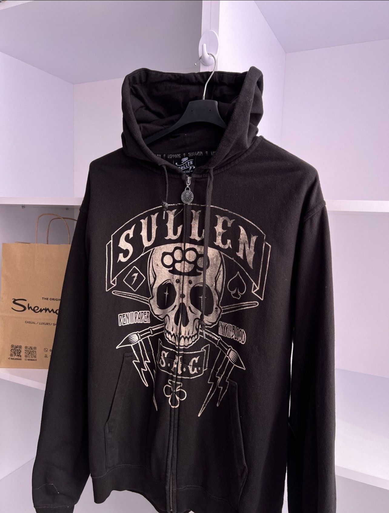 Ed Hardy × Japanese Brand × Vintage Vintage Sullen Ed Hardy Style Skull zip sweatshirt Size US L / EU 52-54 / 3 - 2 Thumbnail