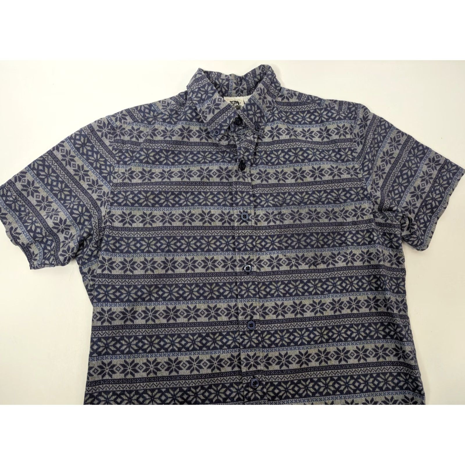 Vintage Kennington Shirt Men’s Medium Blue Geometric Cotton Button-Down Short Sleeve Casual Workwear Vintage: No Size US M / EU 48-50 / 2 - 2 Thumbnail